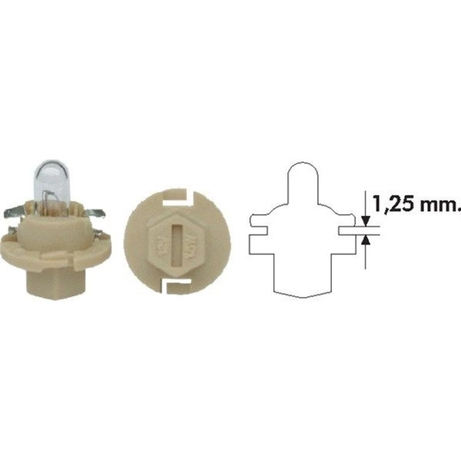 Glühlampe Bax 12V/1,5W 8,4D Beige (Mit Kunststoffkoch) 10Stk 002053200000