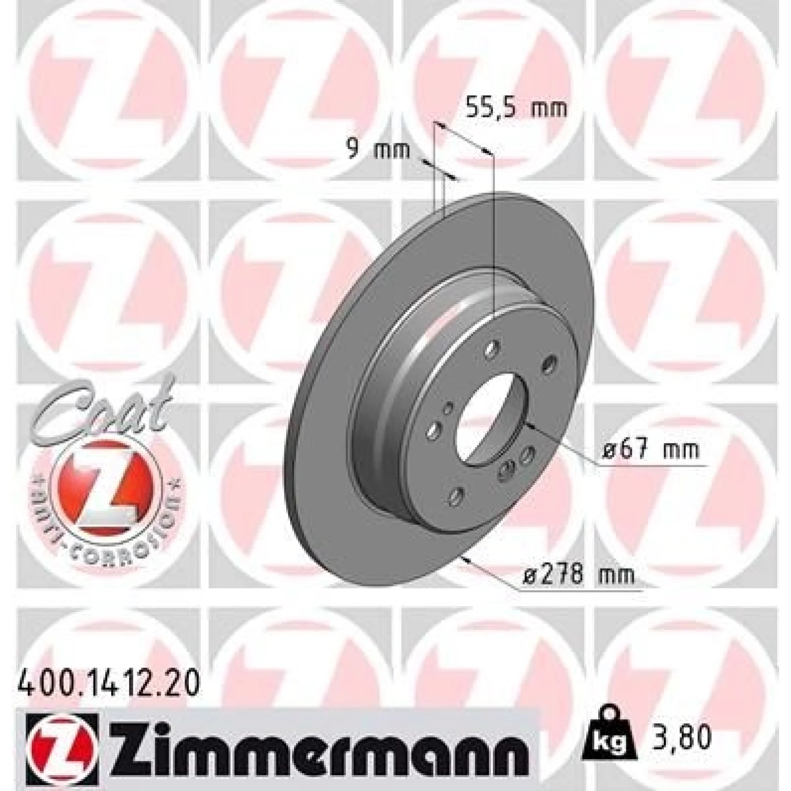 ZIMMERMANN Bremsscheibe 400.1412.20