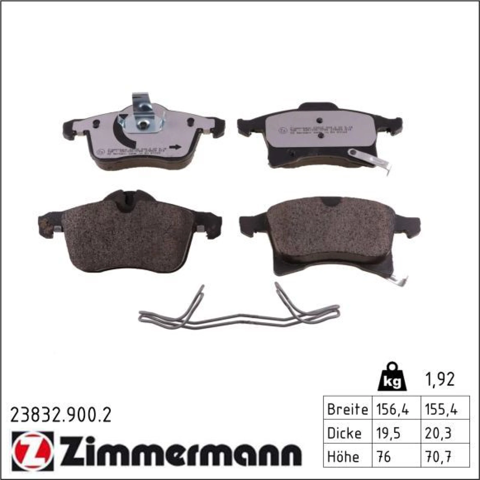 ZIMMERMANN Bremsbeläge 23832.900.2