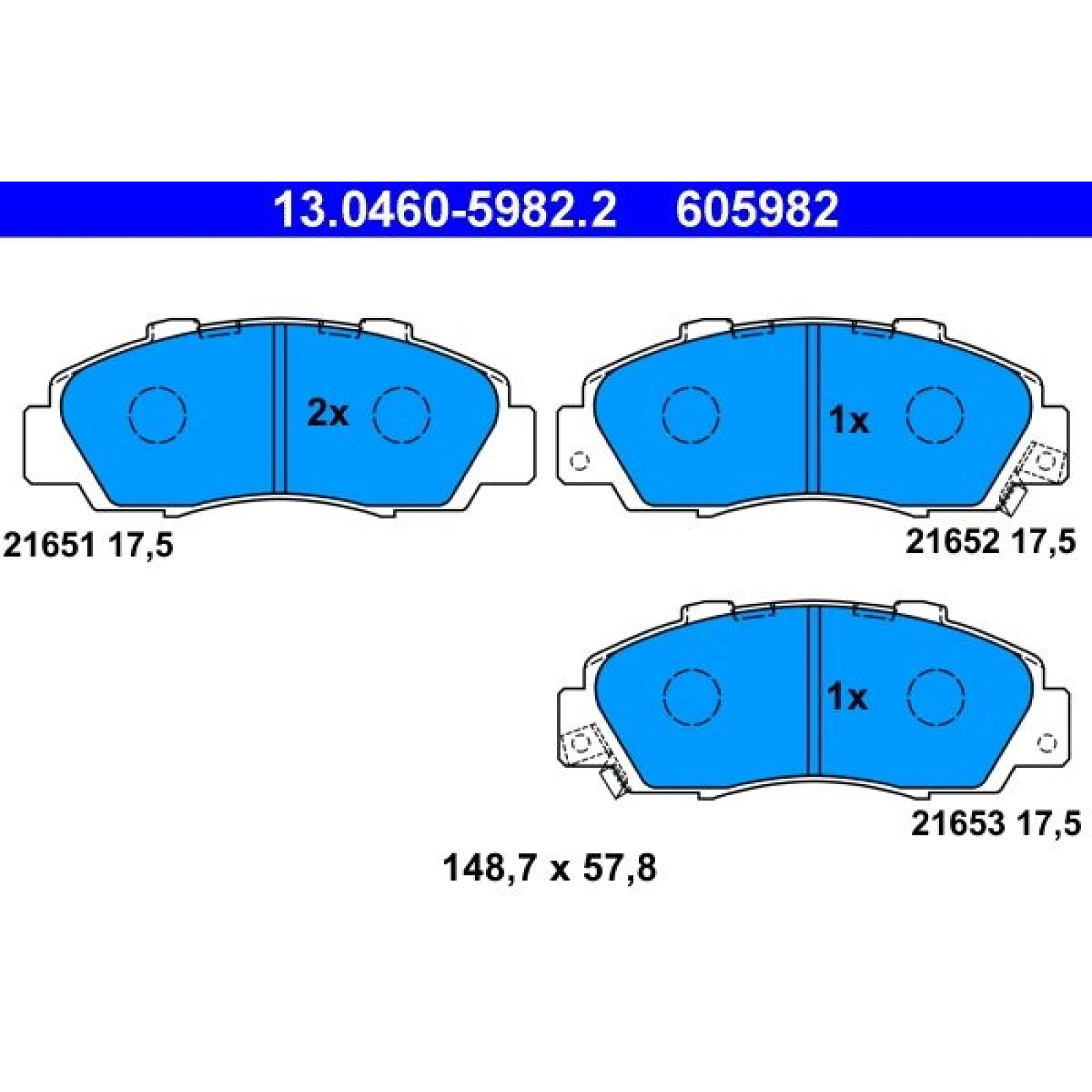 Bremsbelagsatz Honda P. Accord/Civic/Cr-V/Hr-V/Legend/Nsx/Prelude 90 13.0460-5982.2