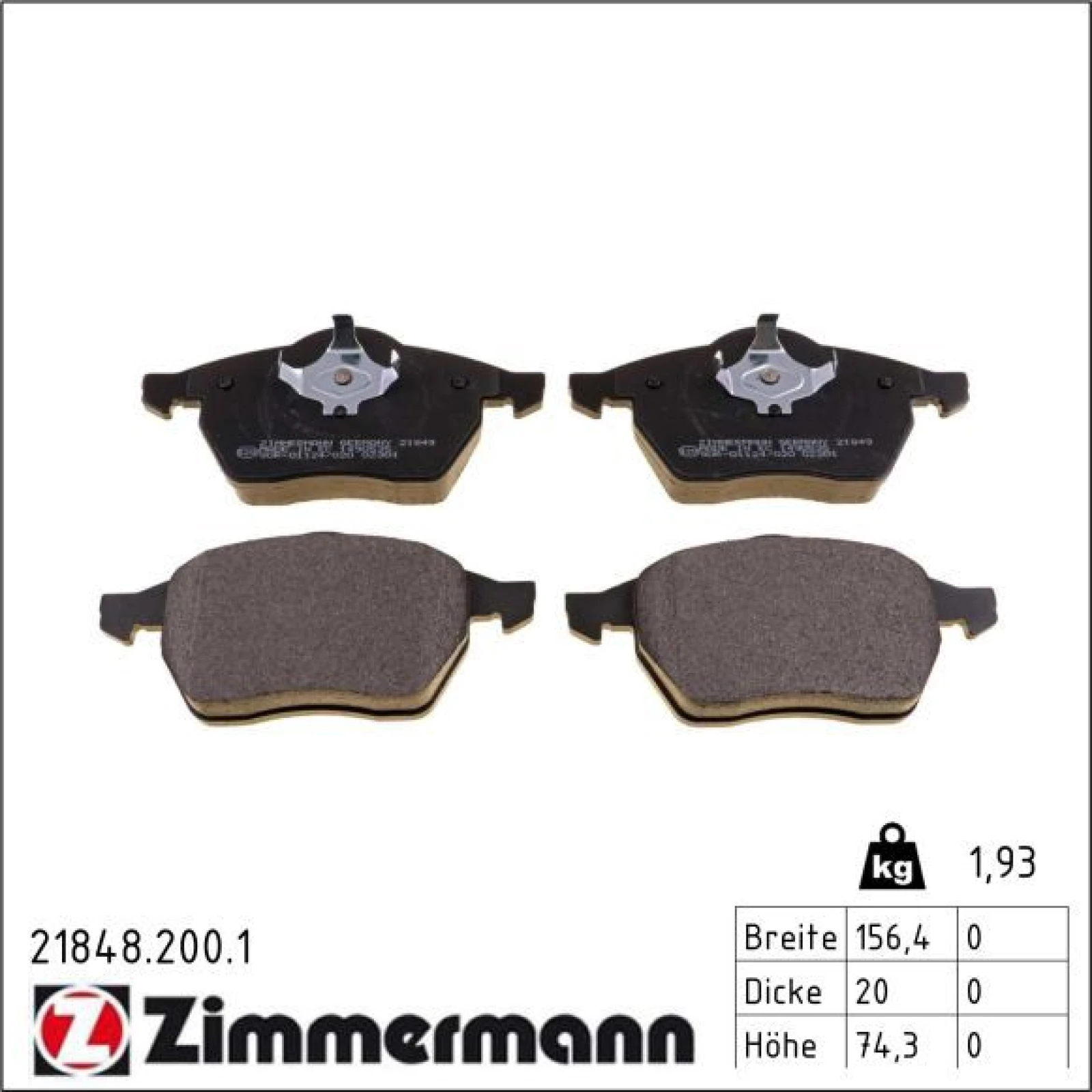 ZIMMERMANN Bremsbeläge 21848.200.1
