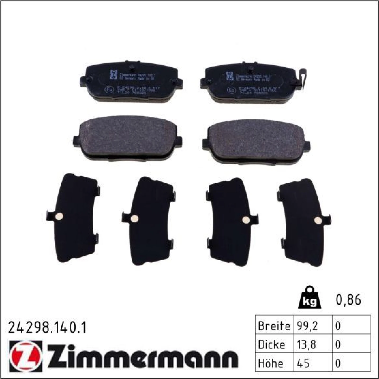 ZIMMERMANN Bremsbeläge 24298.140.1