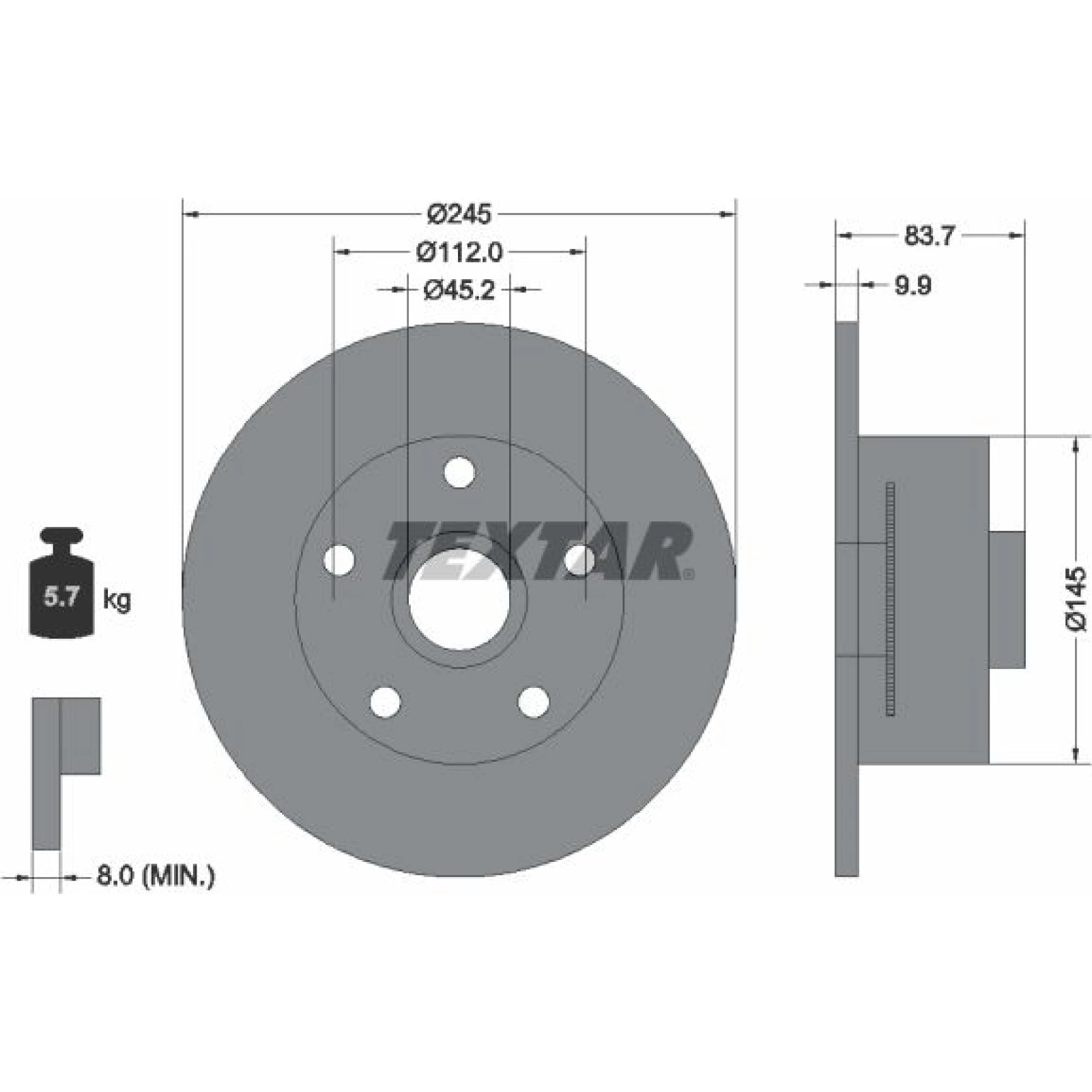 Bremsscheibe Audi T. A4 1.6-2.8 94-01 Mit Abs-Ring 92154303