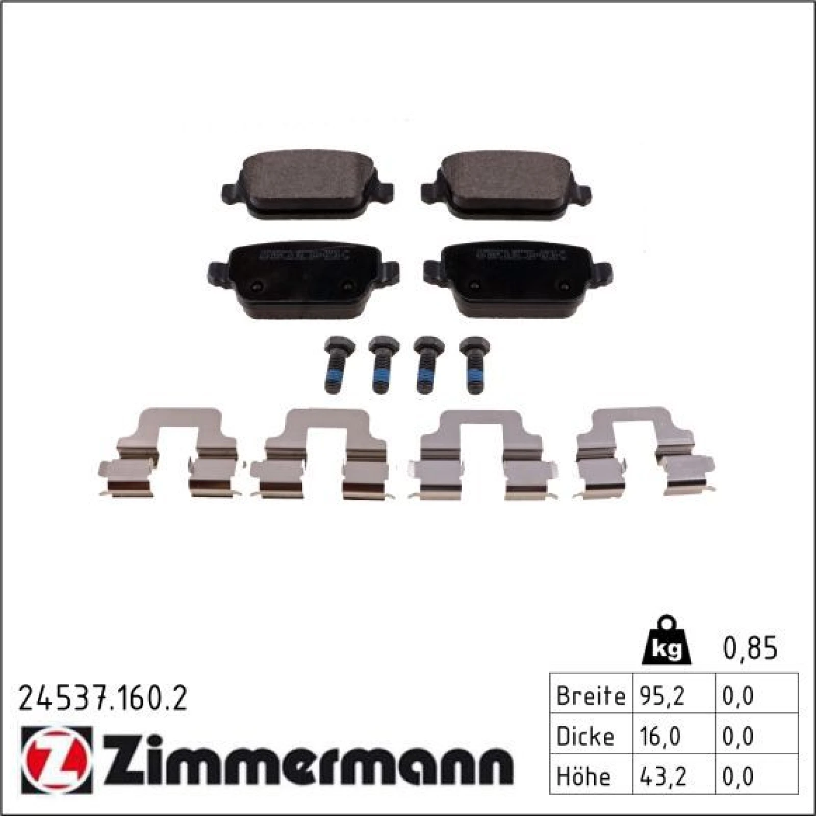 ZIMMERMANN Bremsbeläge 24537.160.2