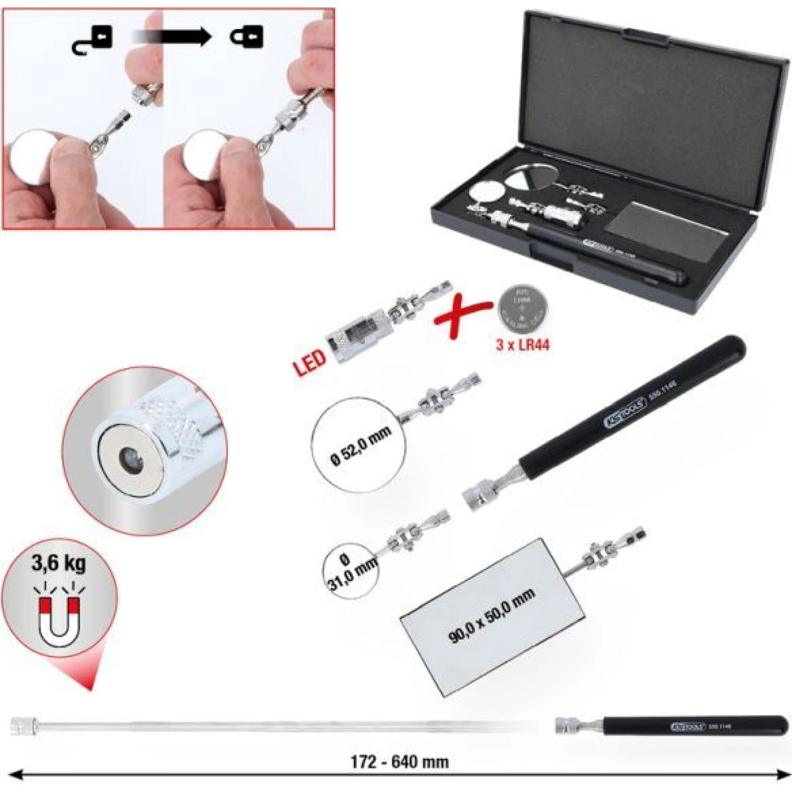 KS TOOLS Werkstattspiegelsatz 550.1145