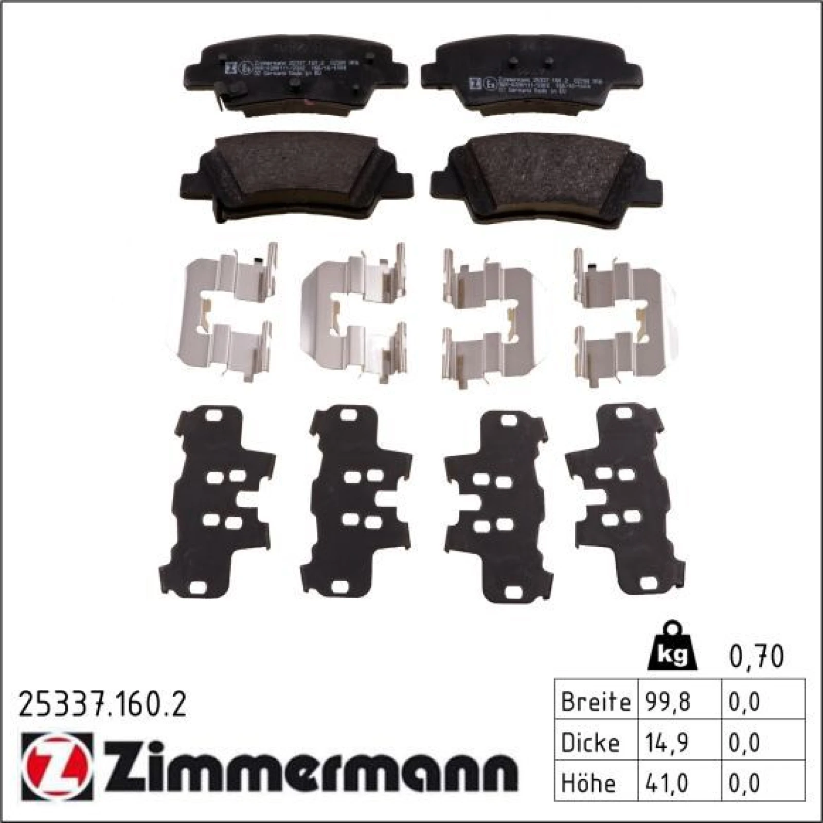 ZIMMERMANN Bremsbelagsatz, Scheibenbremse 25337.160.2