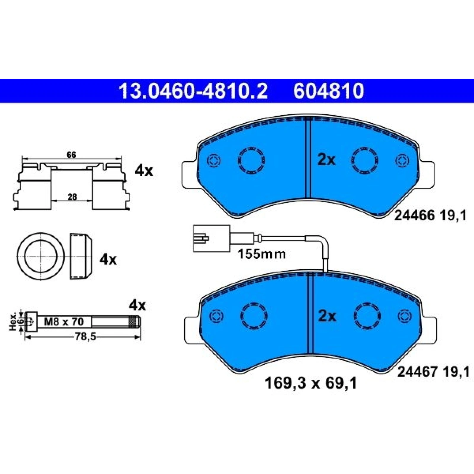 Bremsbelagsatz Fiat P. Ducato 06- Ad 1600Kg 1 Verbesserter Sensor 13.0460-4810.2