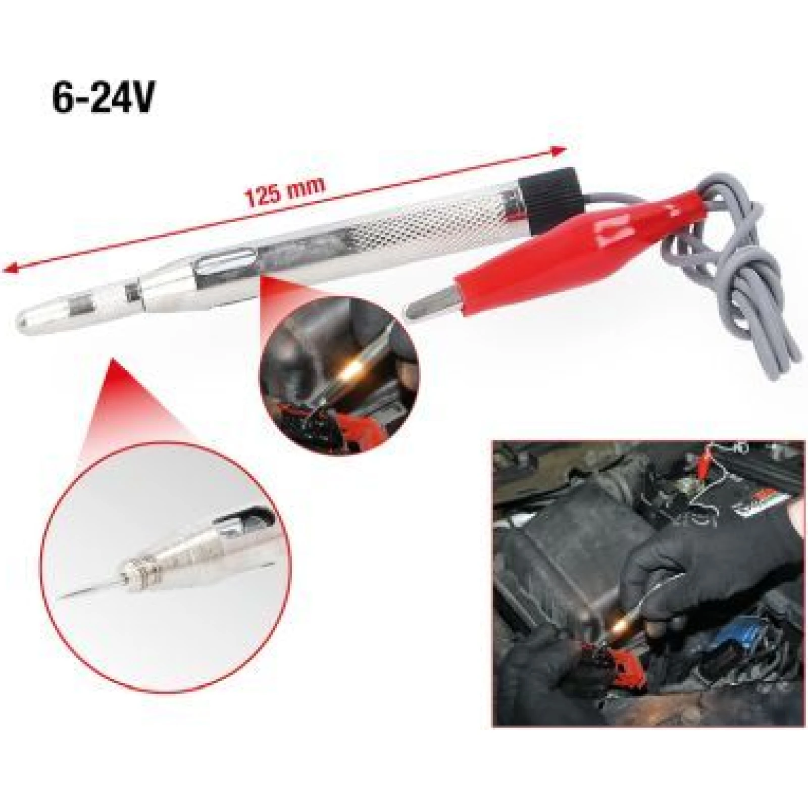 KS TOOLS Prüflampe 6-24 V, 125 mm 550.1504