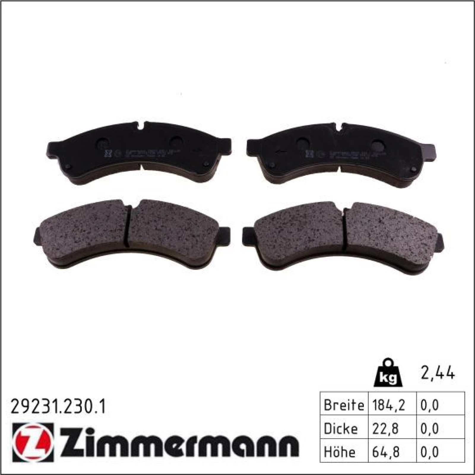 ZIMMERMANN Bremsbeläge 29231.230.1