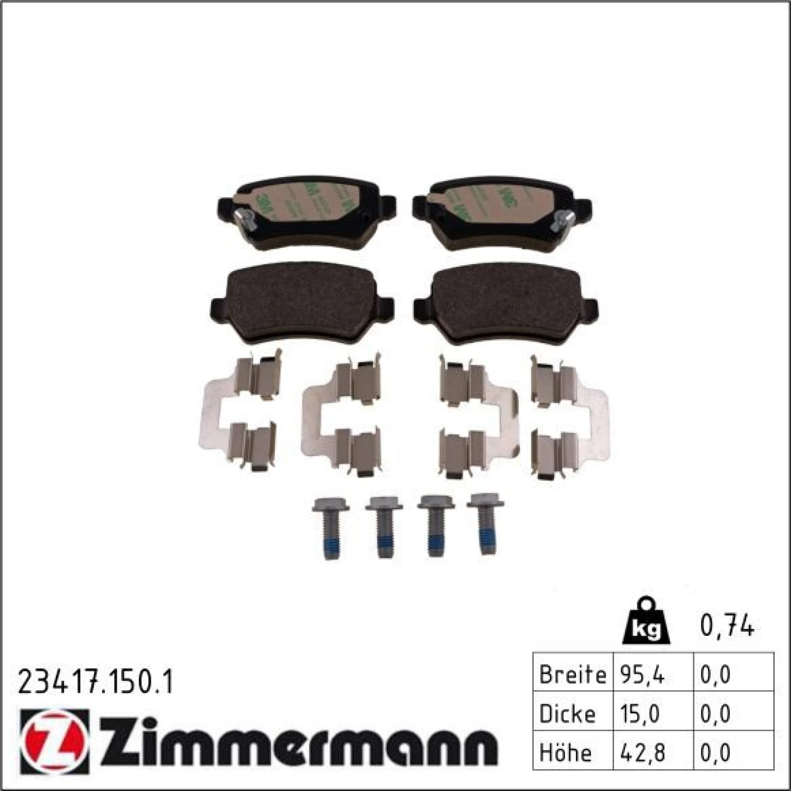 ZIMMERMANN Bremsbeläge 23417.150.1