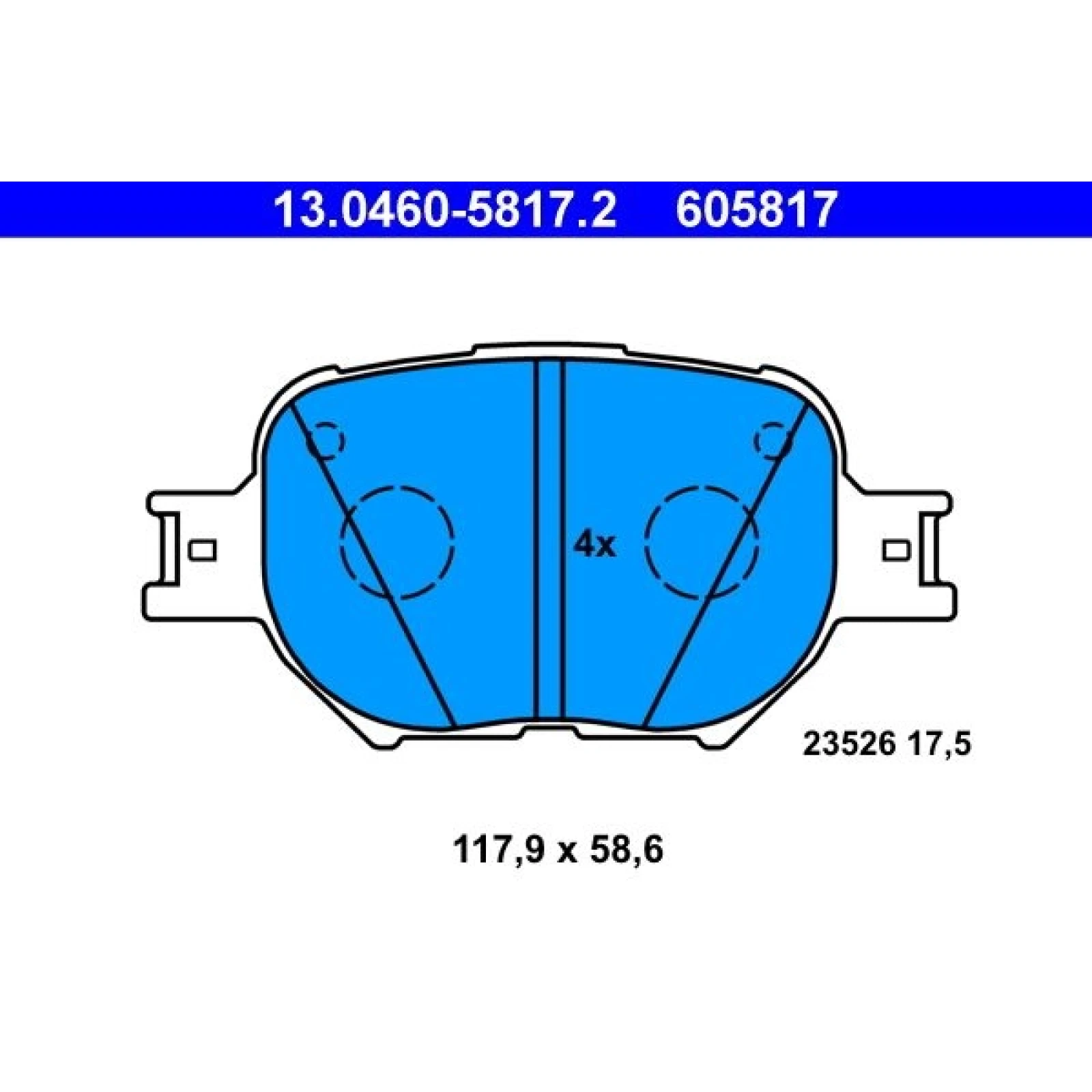 Bremsbelagsatz Toyota P. Celica/Corolla 1,8 16V/2,0 D-4D 99-07 13.0460-5817.2