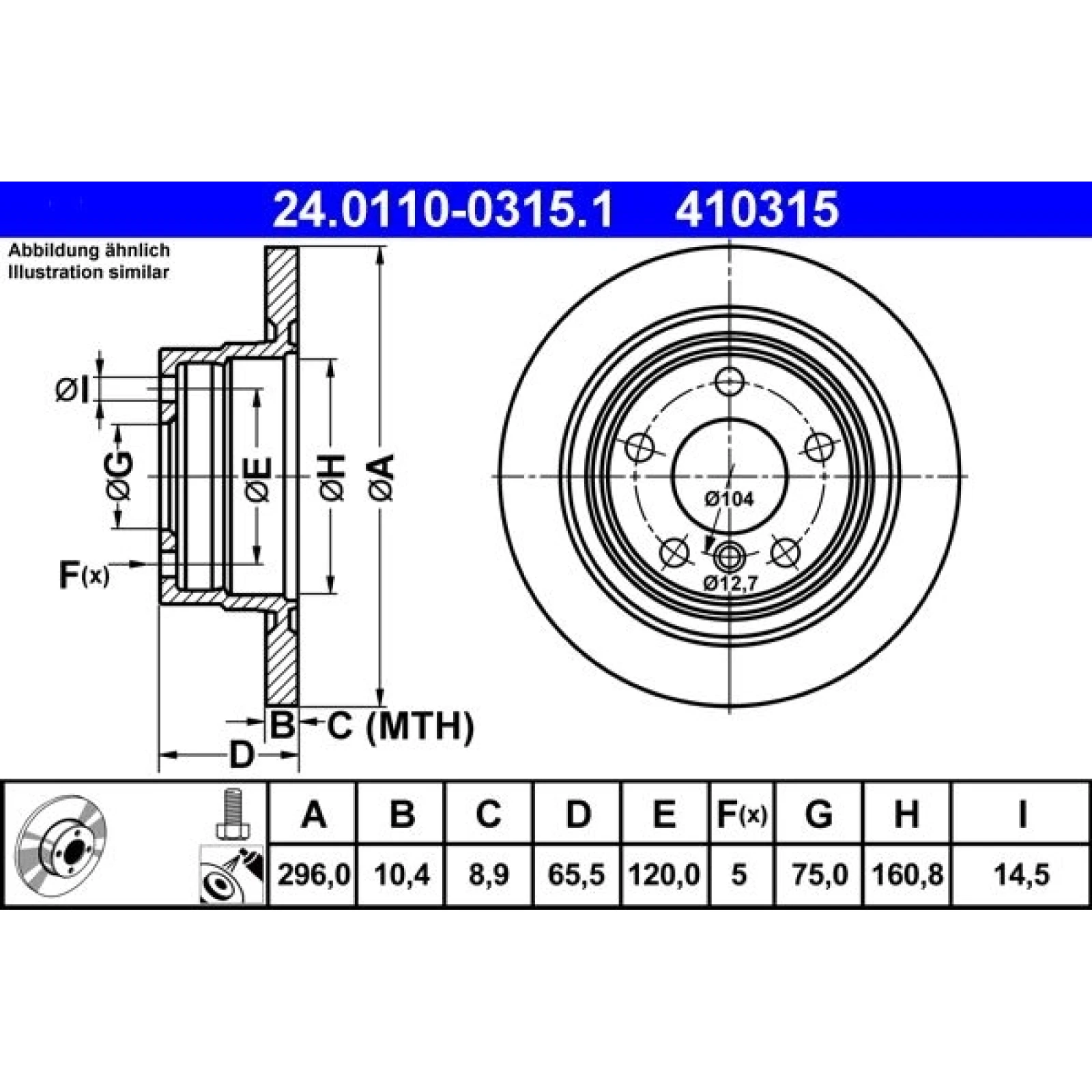Bremsscheibe Bmw T. 1/3 1,6-2,0 03-12 24.0110-0315.1