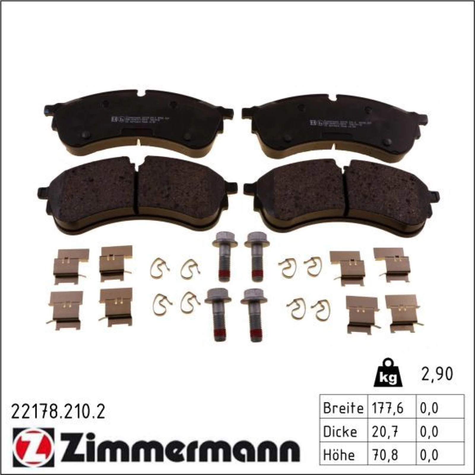 ZIMMERMANN Bremsbelagsatz, Scheibenbremse 22178.210.2