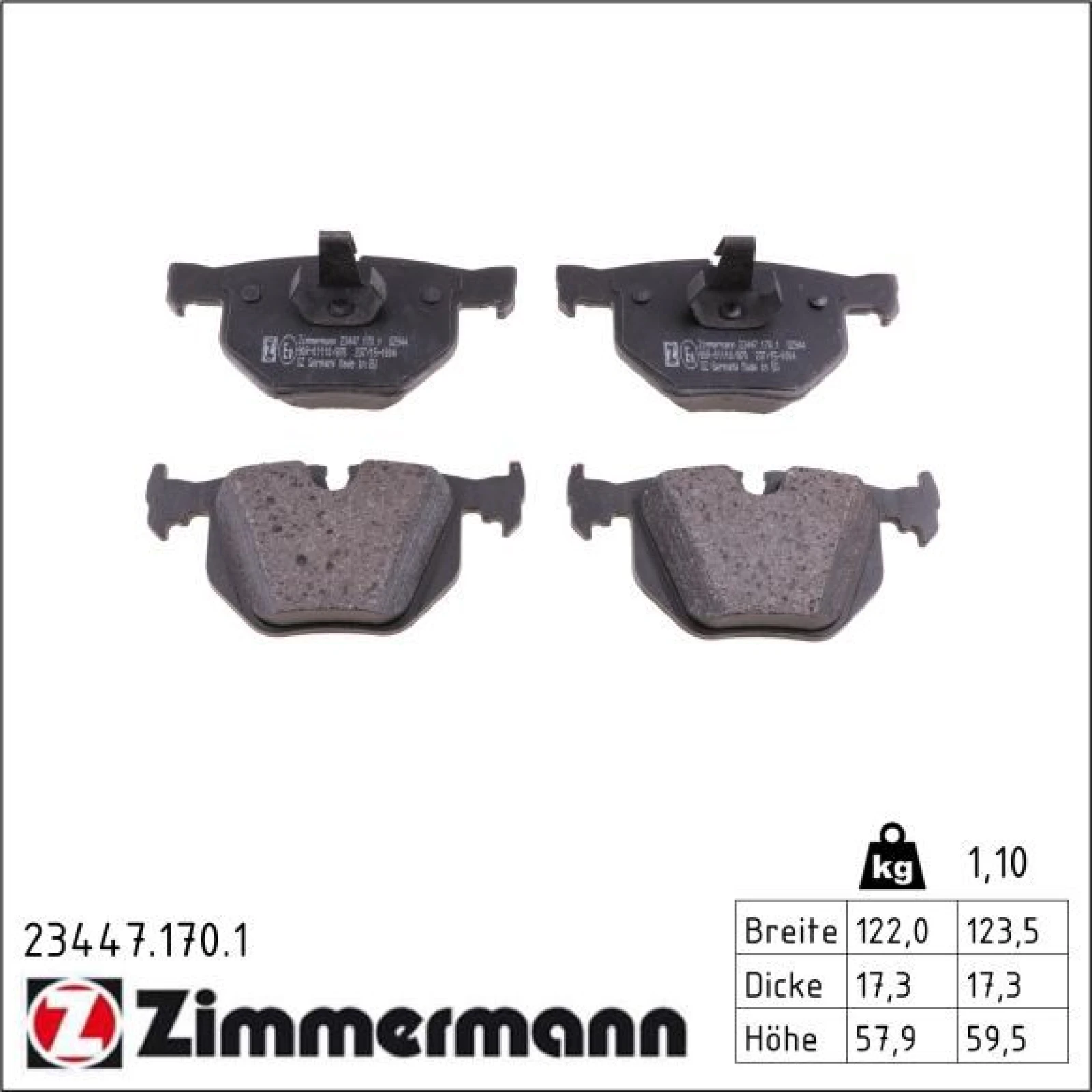 ZIMMERMANN Bremsbeläge 23447.170.1
