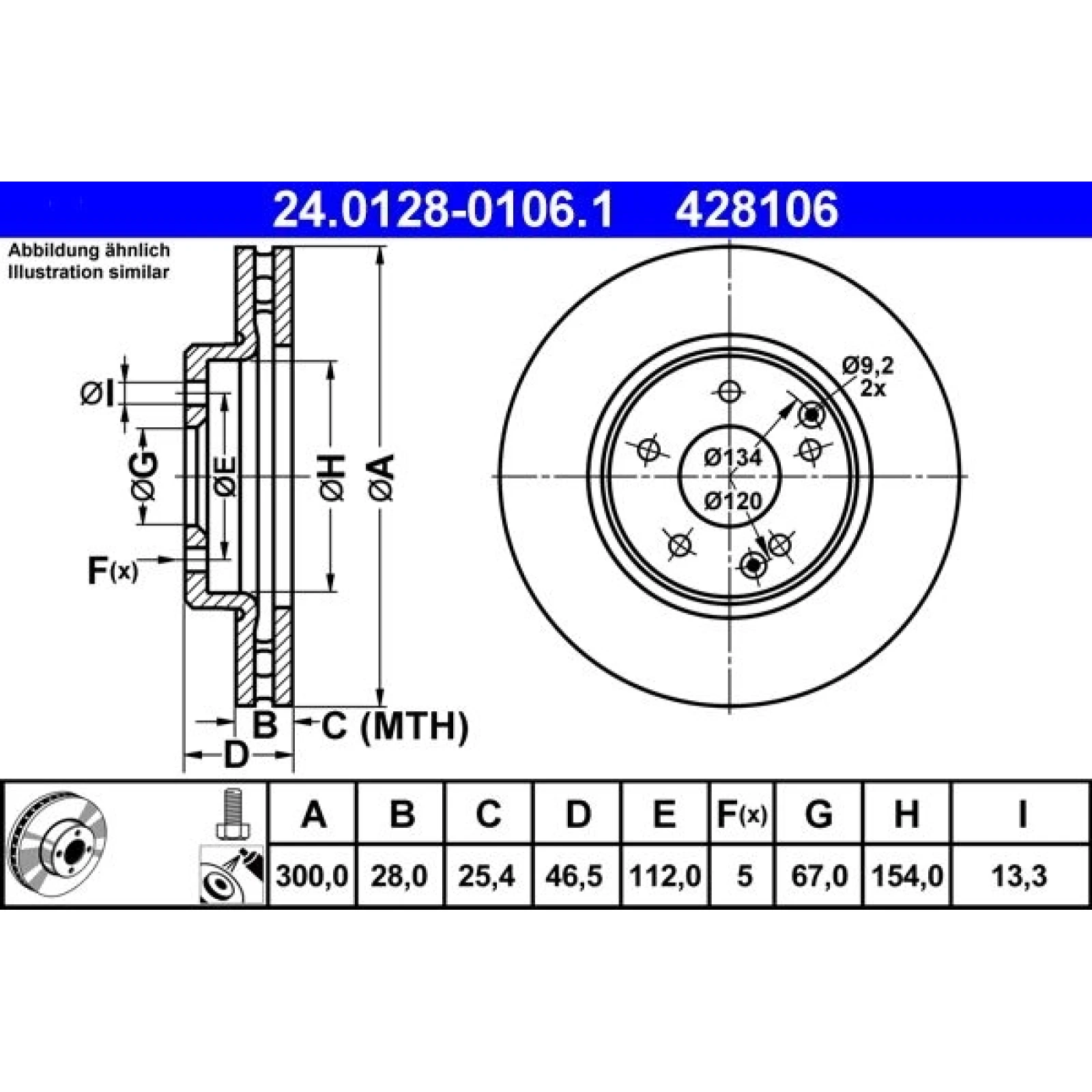 Bremsscheibe Db P. W203 C240-320 01- W210 95-02 24.0128-0106.1