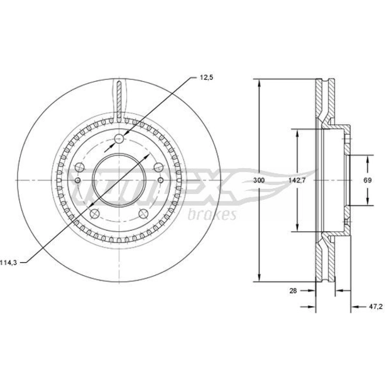 TOMEX brakes Bremsscheibe TX 72-47