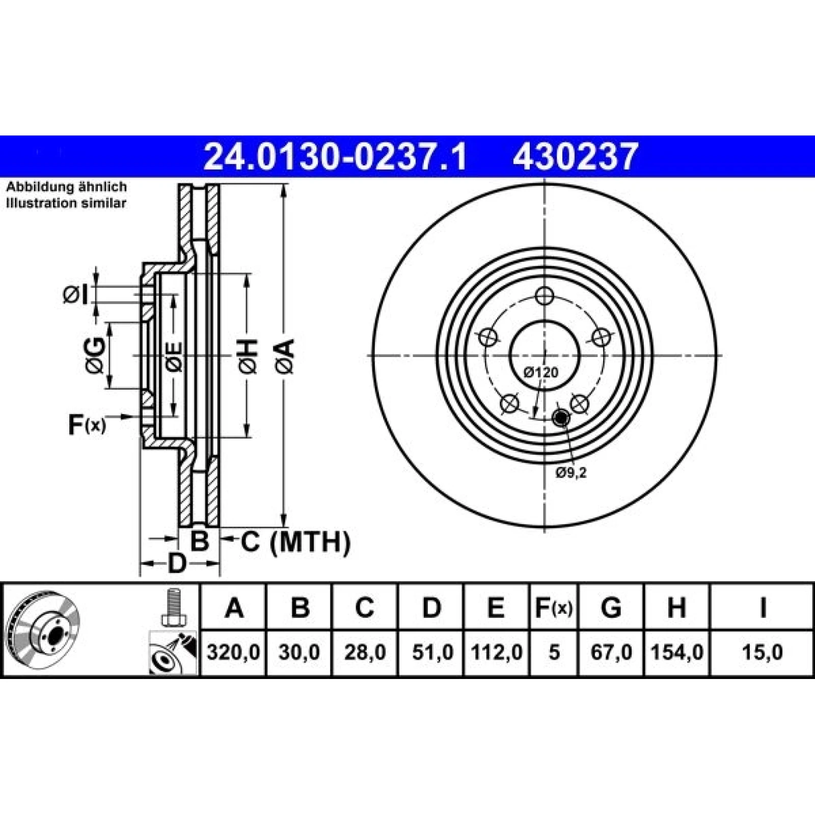 Bremsscheibe Db P. W176/W246/C117/X117 2.0 12 24.0130-0237.1
