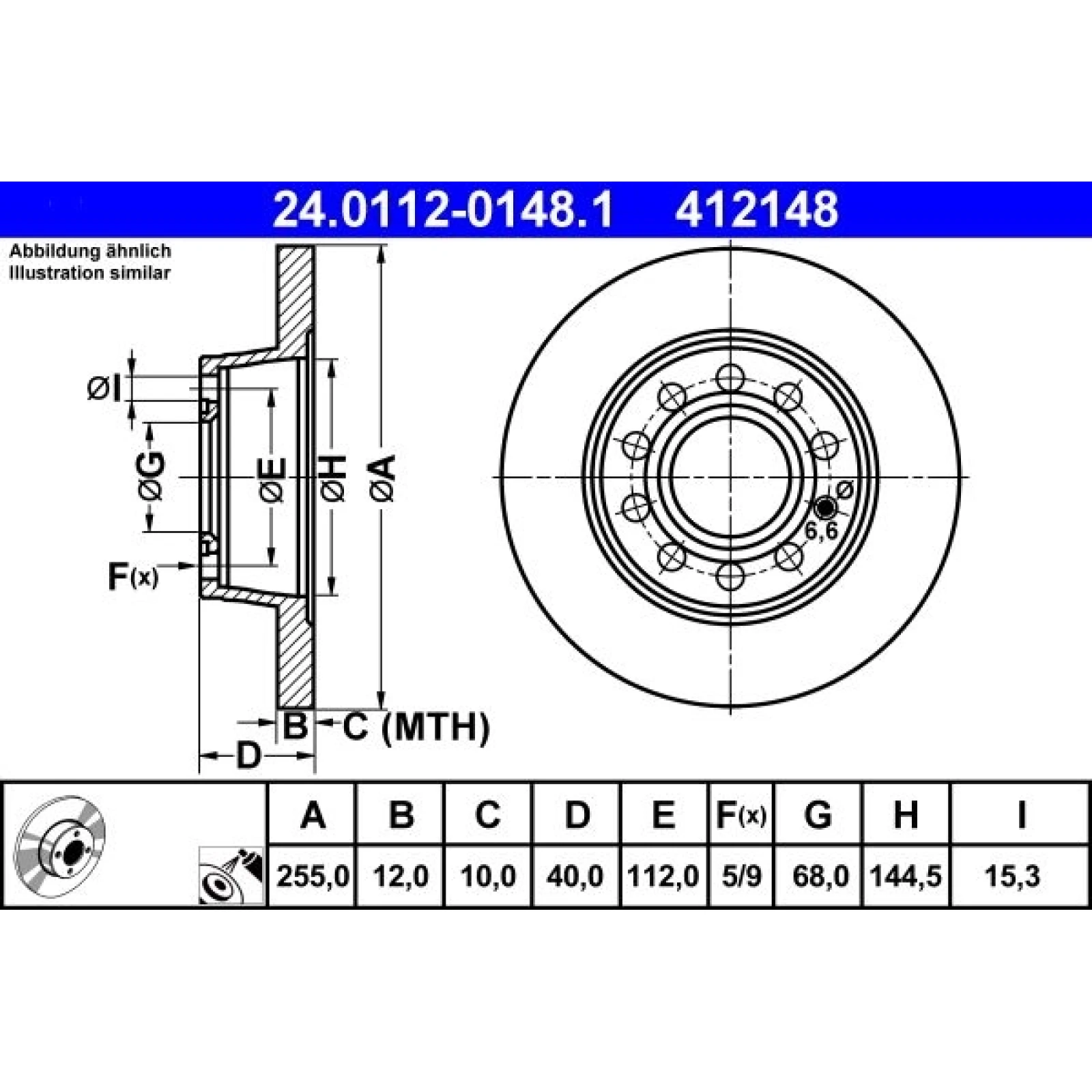 Bremsscheibe Audi T. A4 1.6-3.0 00-08 24.0112-0148.1