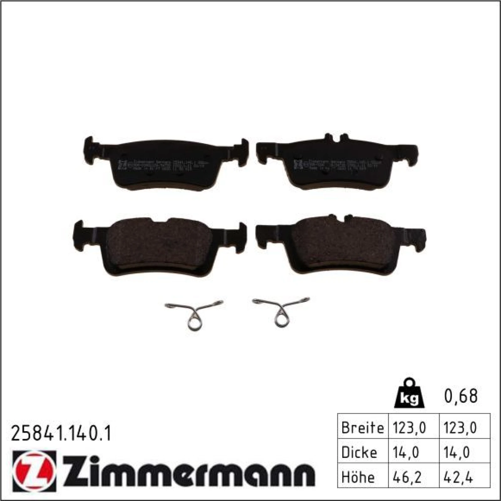 ZIMMERMANN Bremsbelagsatz, Scheibenbremse 25841.140.1