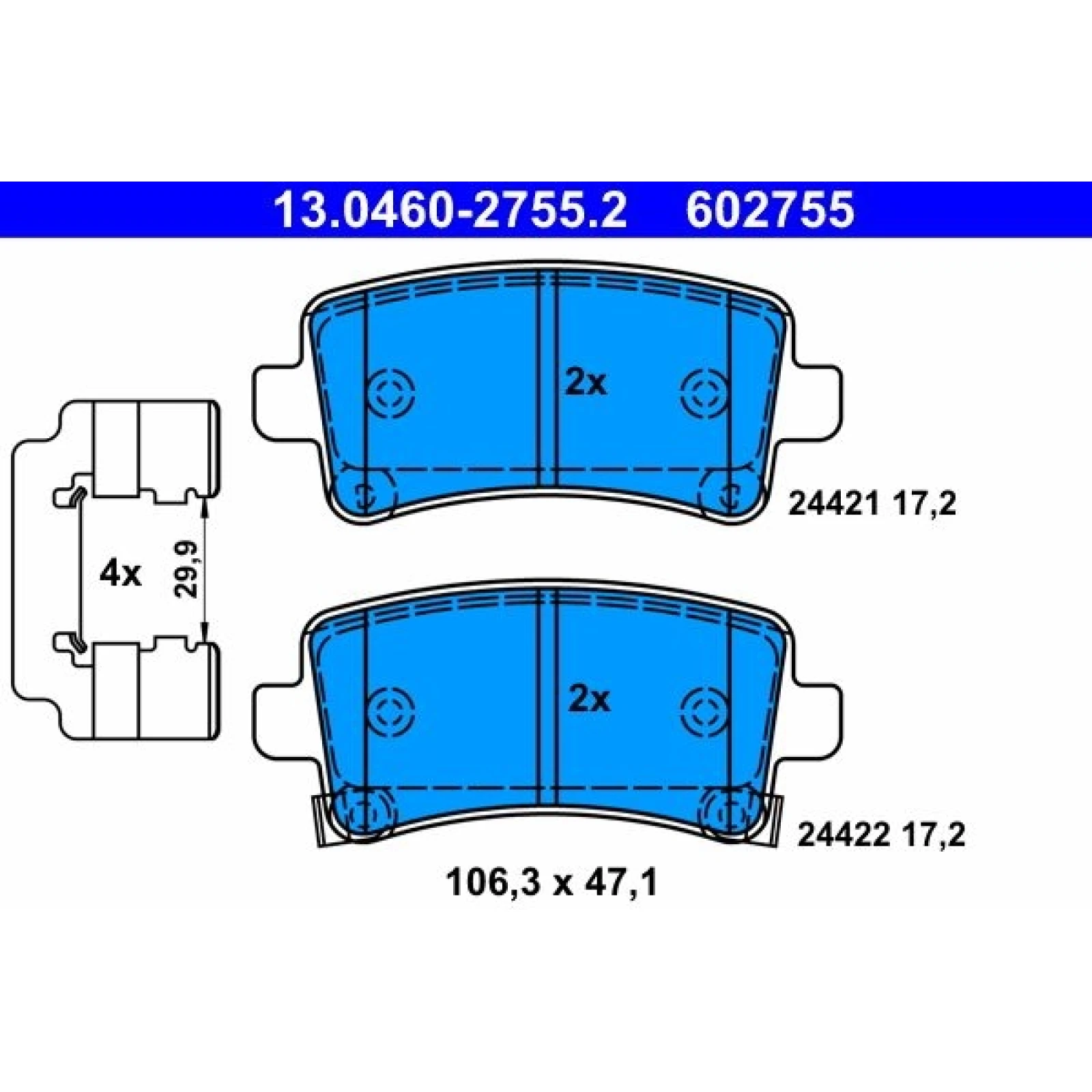 Bremsbelagsatz Saab T. 9-5 2,0-2,8 10-12 13.0460-2755.2