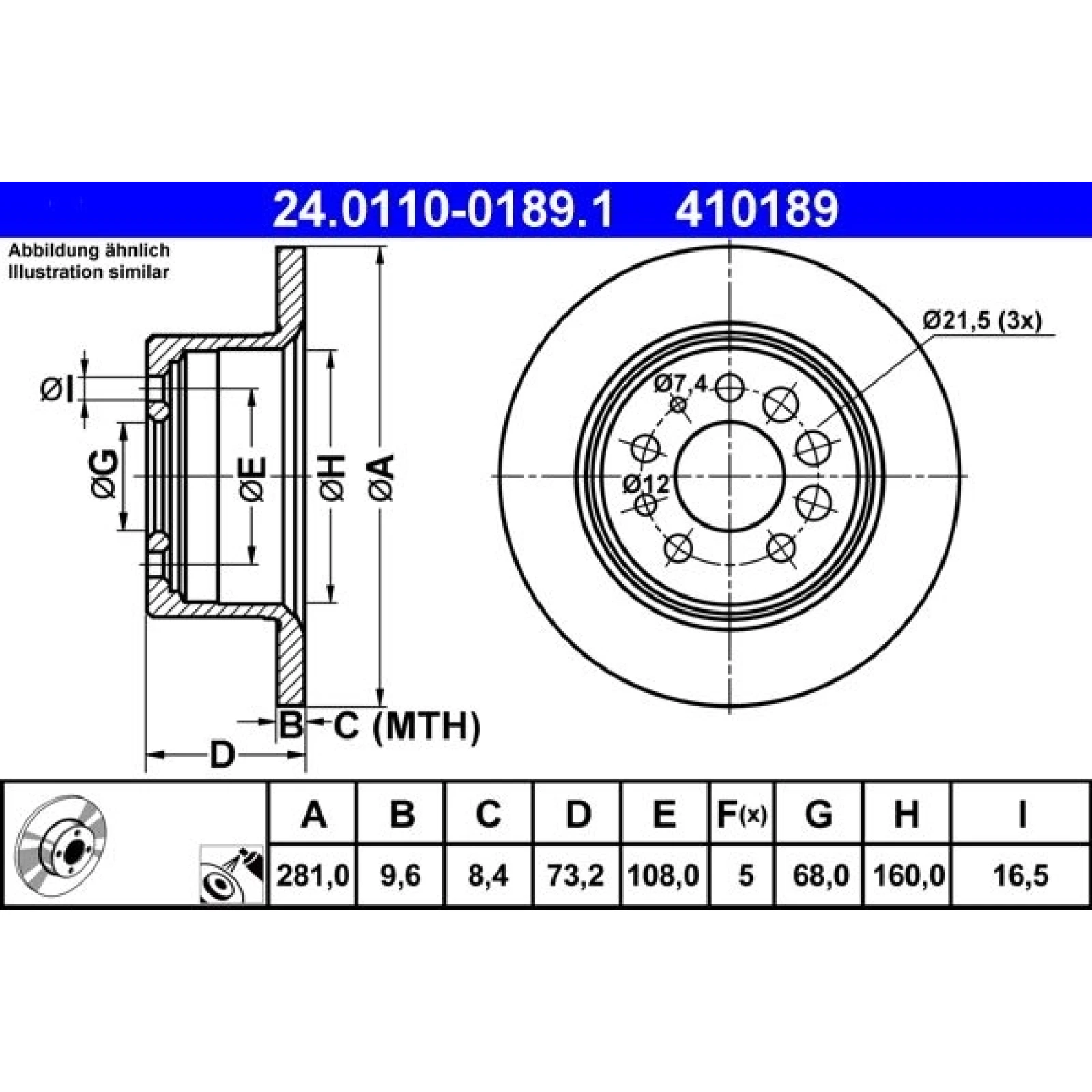 Bremsscheibe Volvo T. 240/260/740/760/940 74-96 24.0110-0189.1