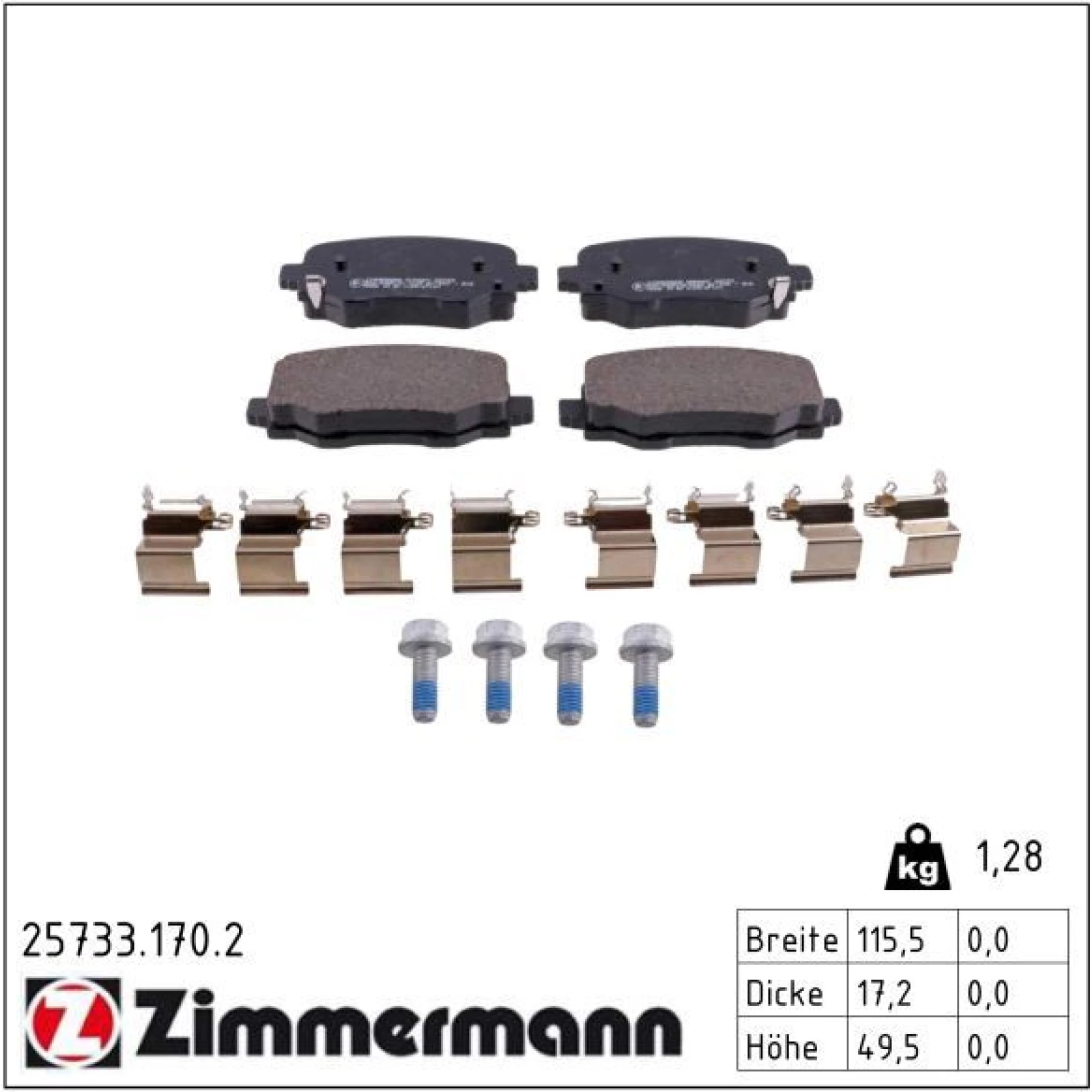 ZIMMERMANN Bremsbeläge 25733.170.2
