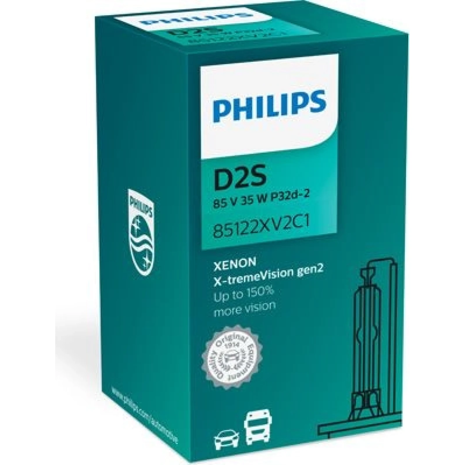 D2S 35W P32d-2 Xenon X-treme Vision +150% 1 Stück Philips 85122XV2C1