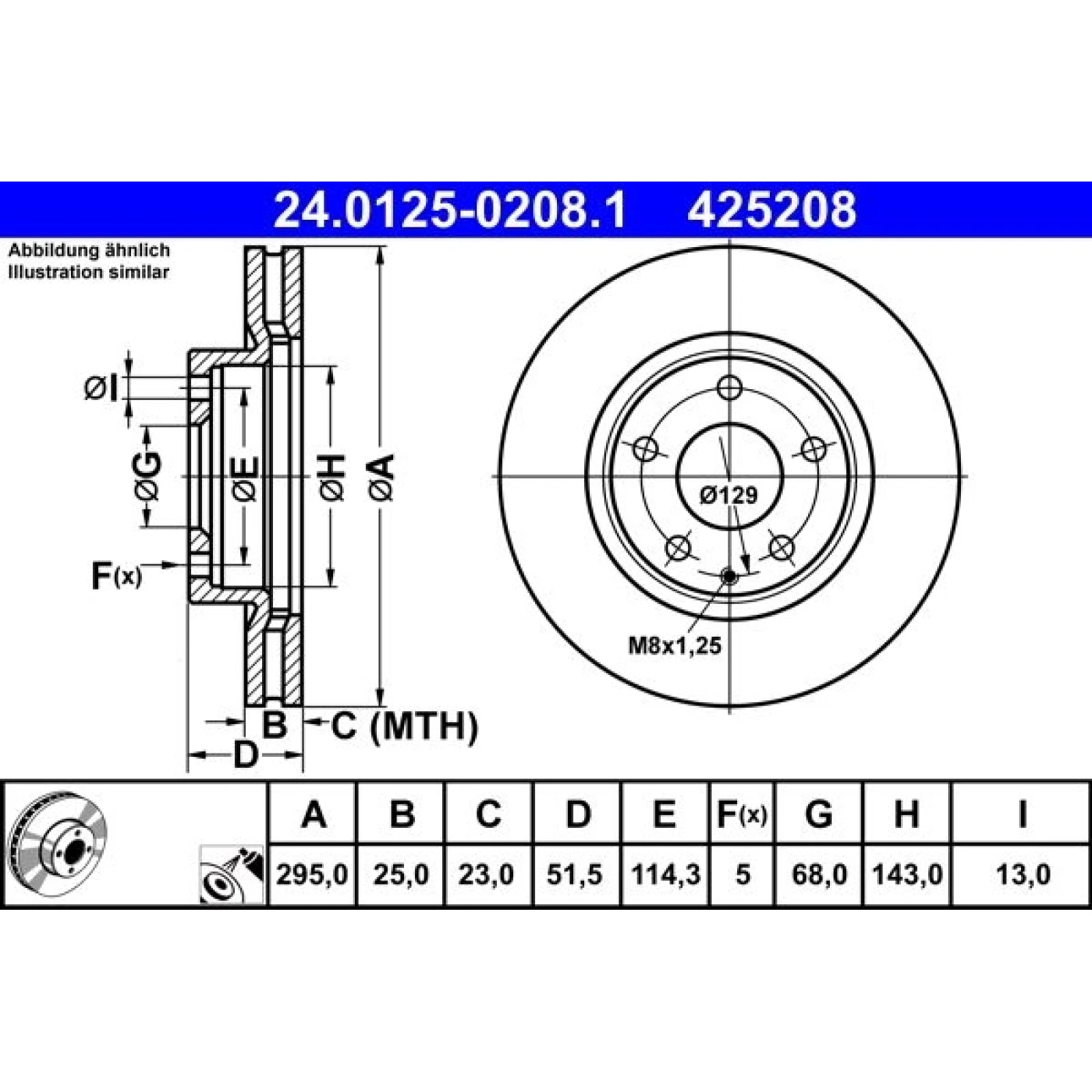 Bremsscheibe Mazda P. 3/Cx-3 1.5D/2.0 13 24.0125-0208.1