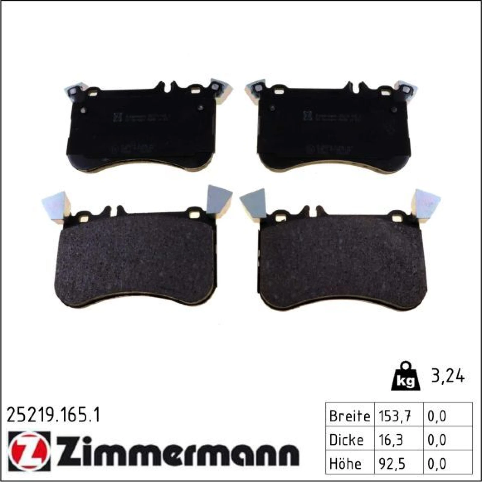 ZIMMERMANN Bremsbeläge 25219.165.1