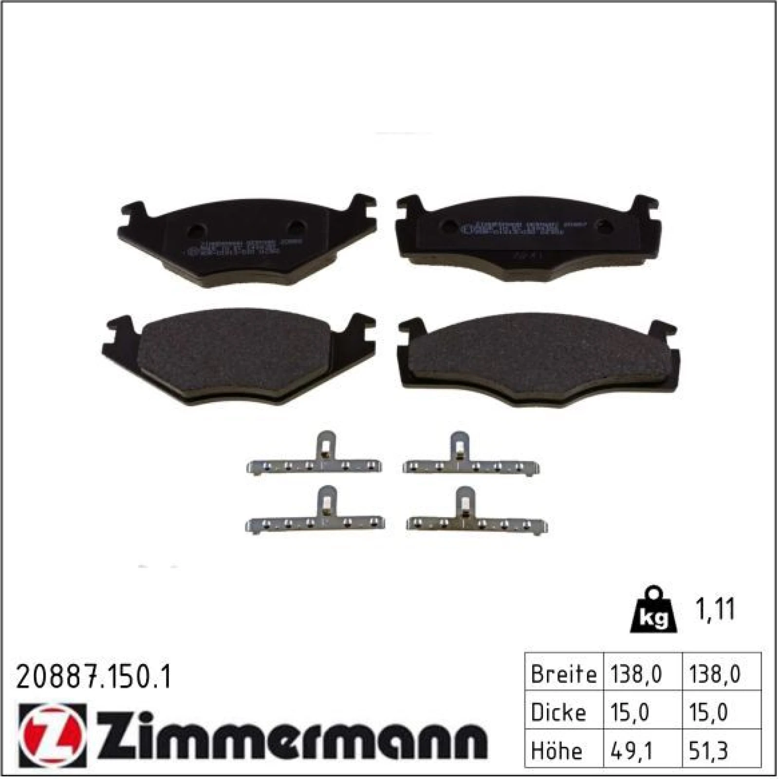 ZIMMERMANN Bremsbeläge 20887.150.1