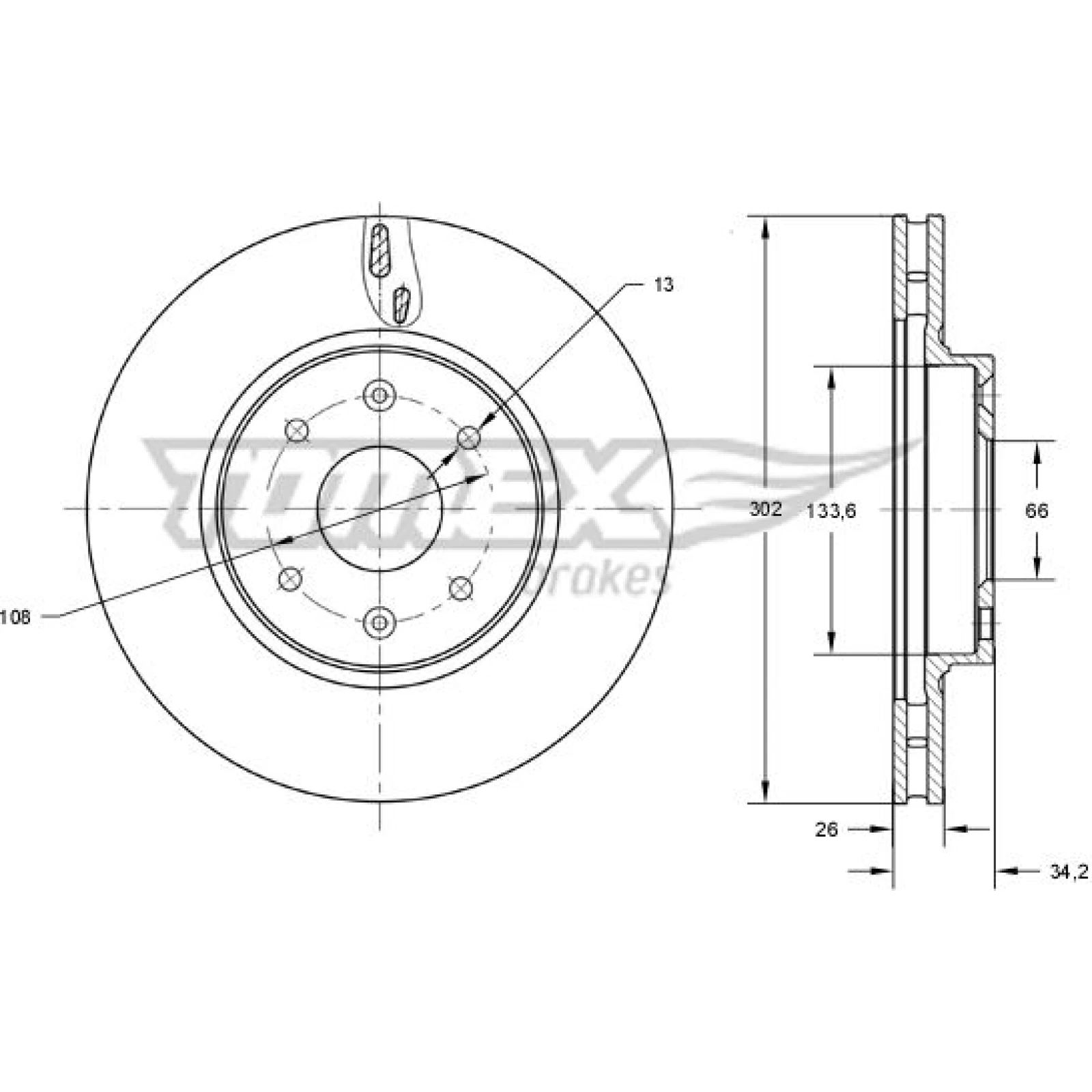 TOMEX brakes Bremsscheibe TX 73-64