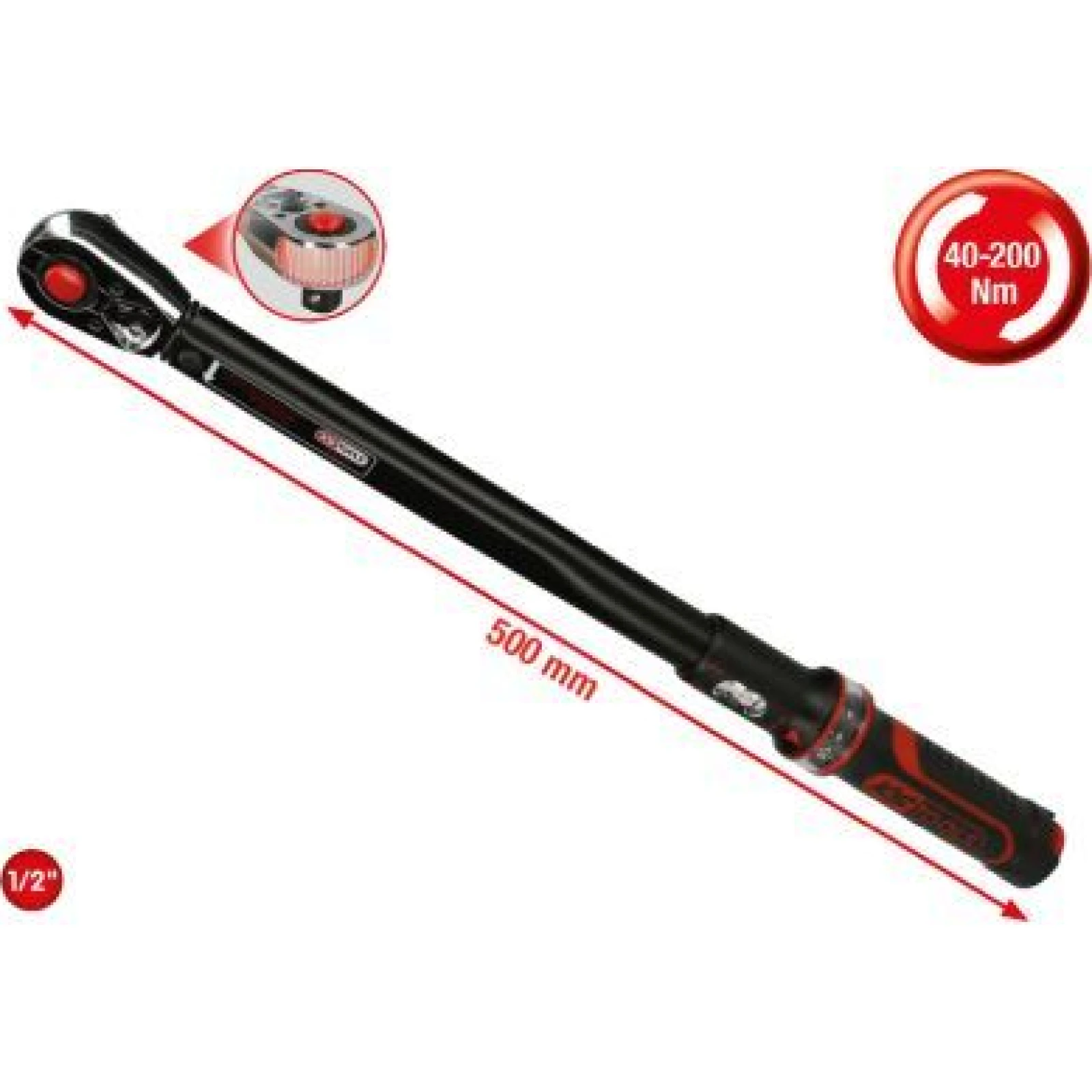 KS TOOLS ERGOTORQUE Präzisions-Drehmomentschlüssel mit umschaltbarem Ratschenkopf 516.1542