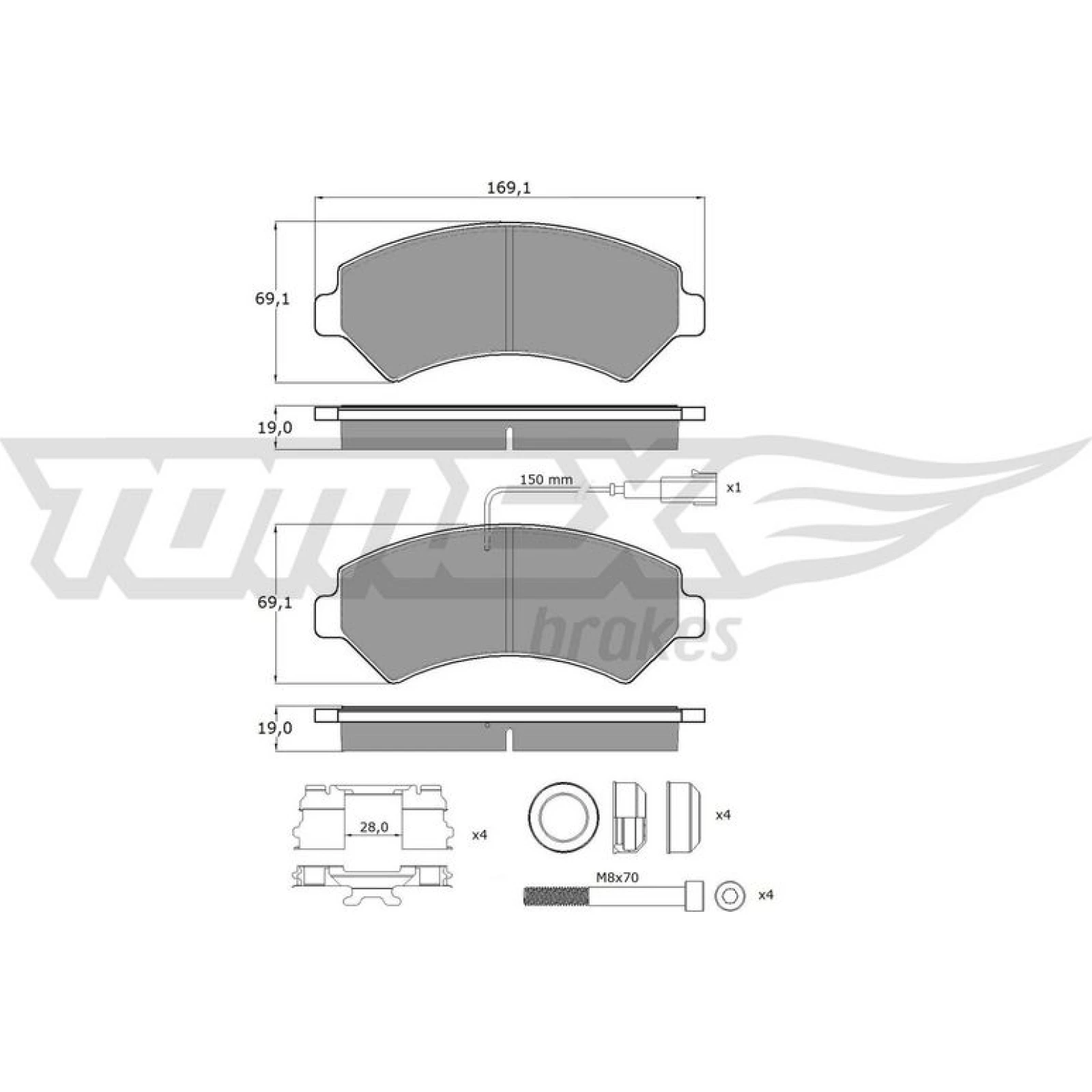 TOMEX brakes Bremsbelagsatz, Scheibenbremse TX 14-40