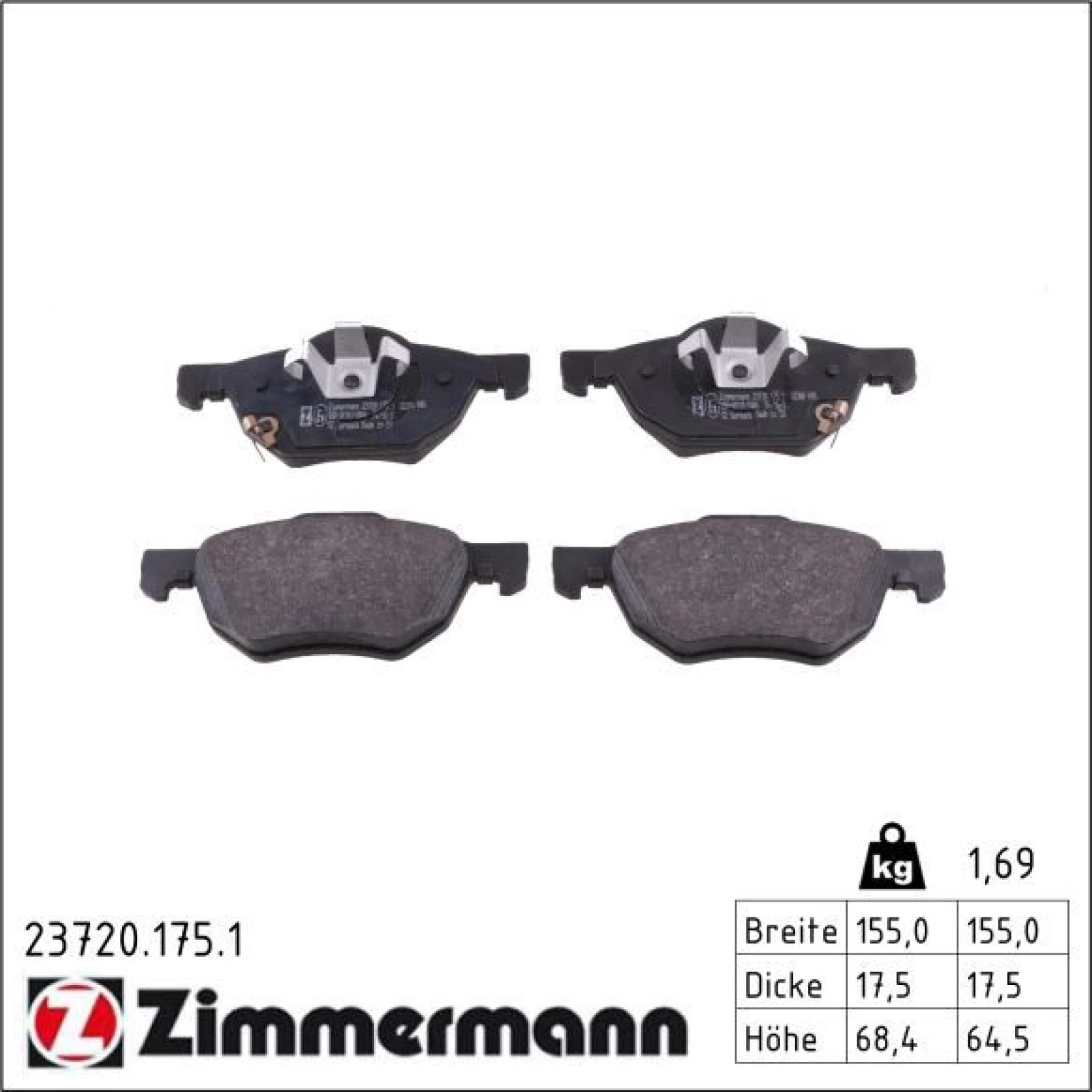 ZIMMERMANN Bremsbeläge 23720.175.1
