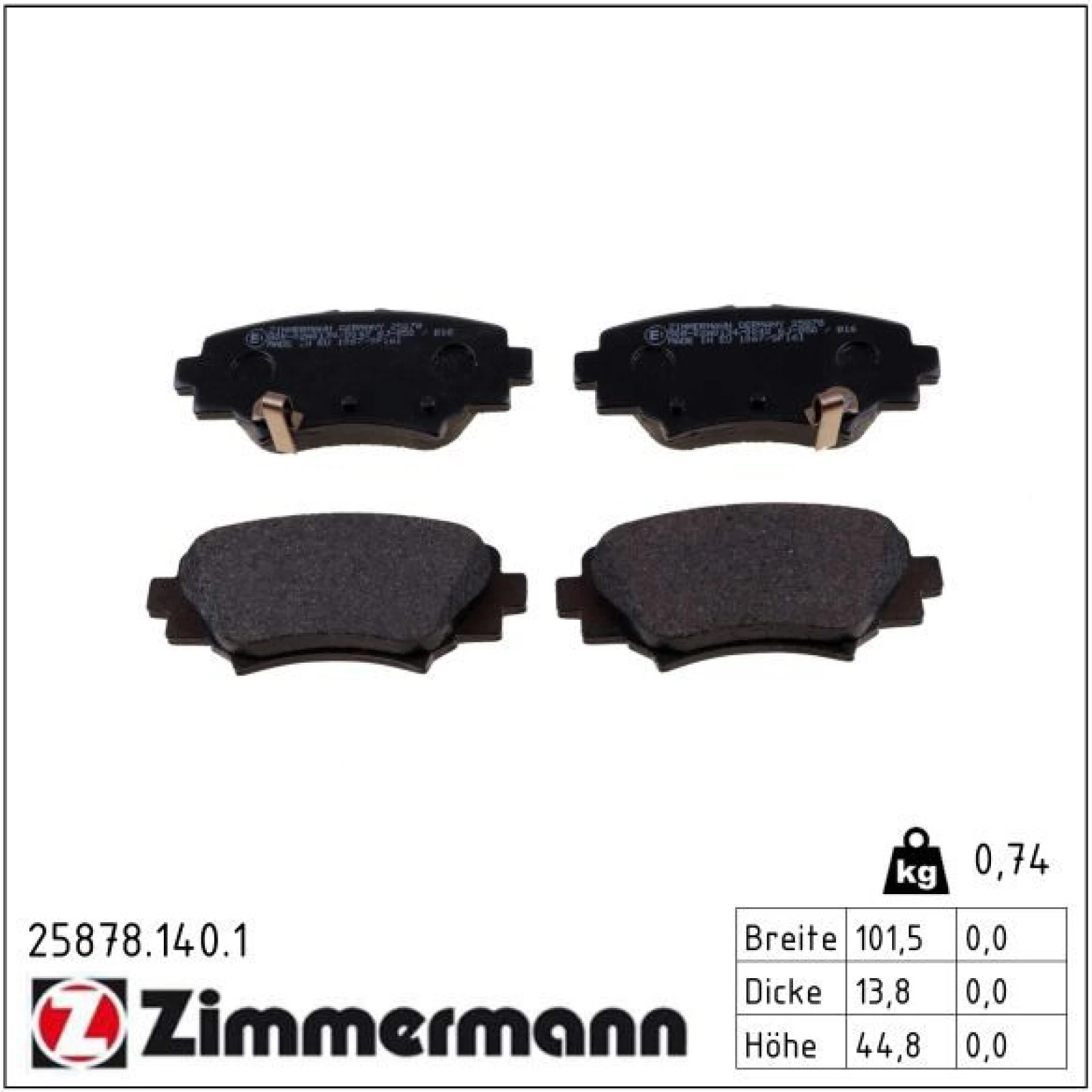 ZIMMERMANN Bremsbeläge 25878.140.1