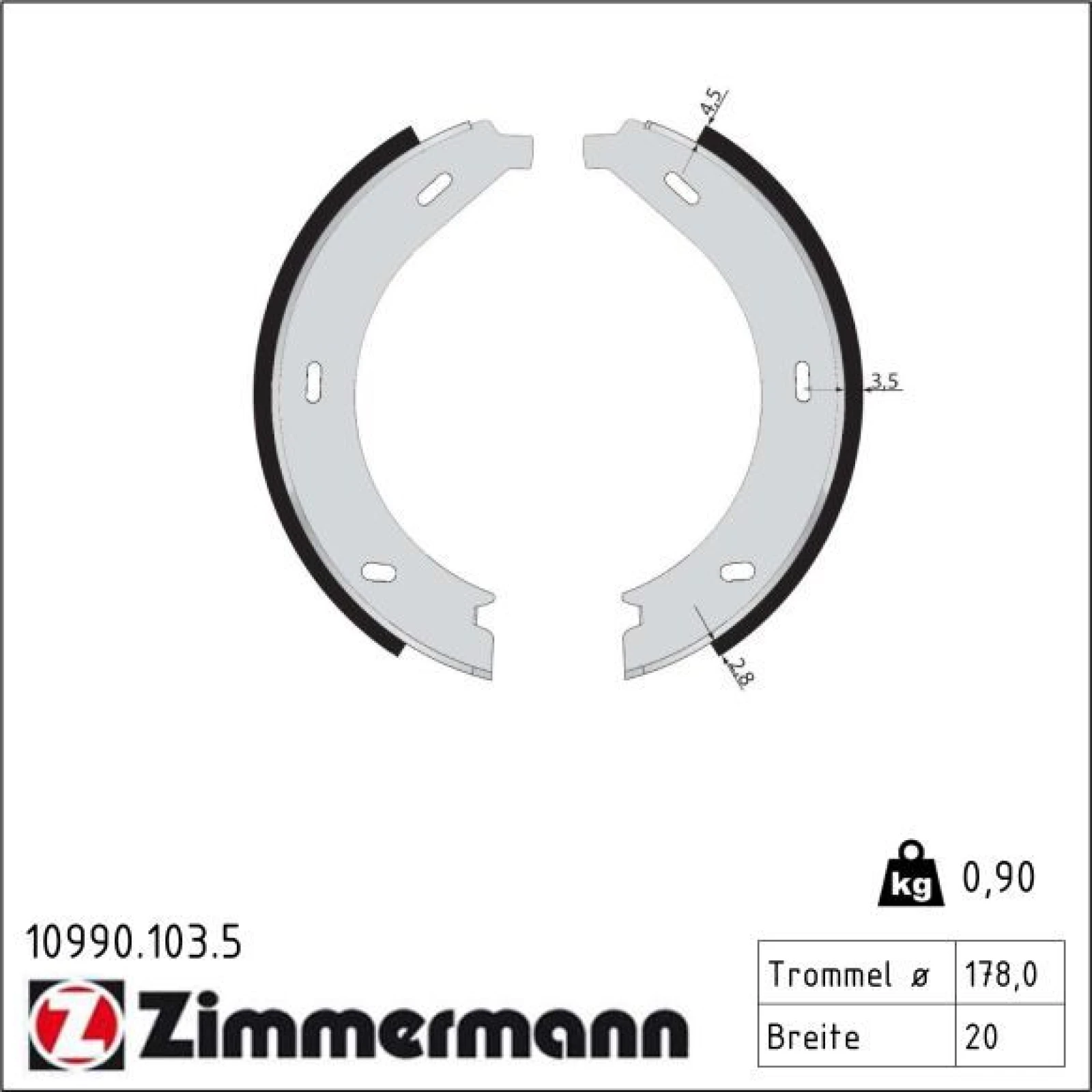 ZIMMERMANN Bremsbacken 10990.103.5