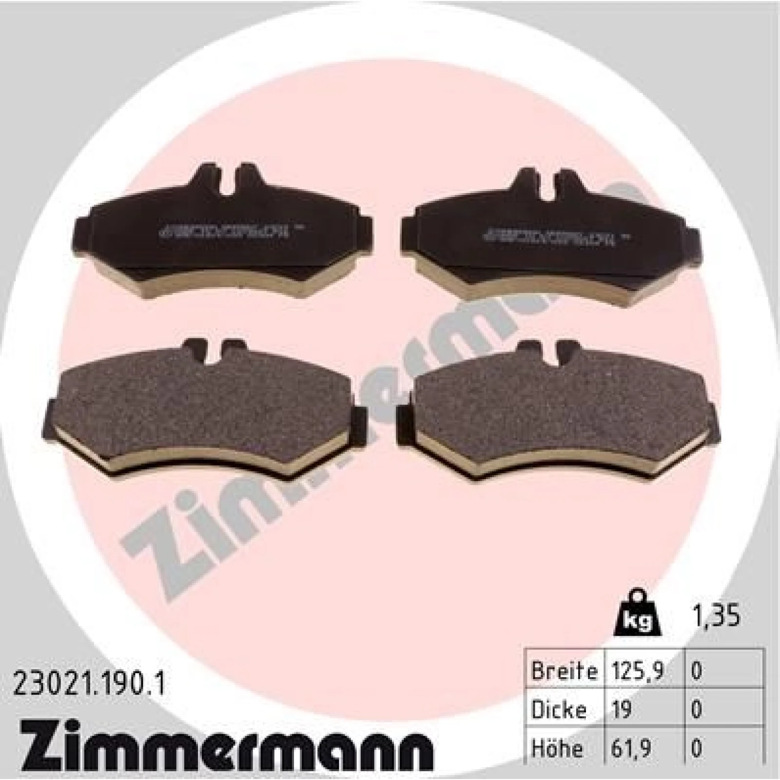 ZIMMERMANN Bremsbeläge 23021.190.1
