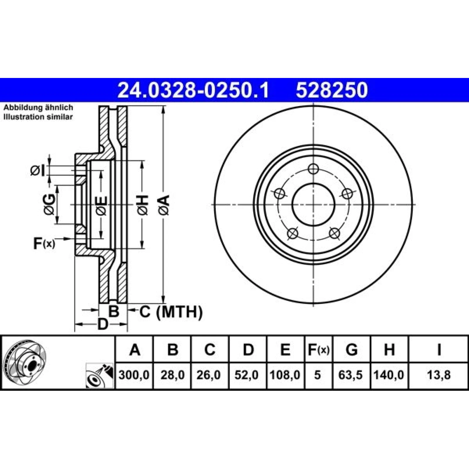Bremsscheibe Ford P. Mondeo 1.6-2.5 07-15 Power Disc 24.0328-0250.1