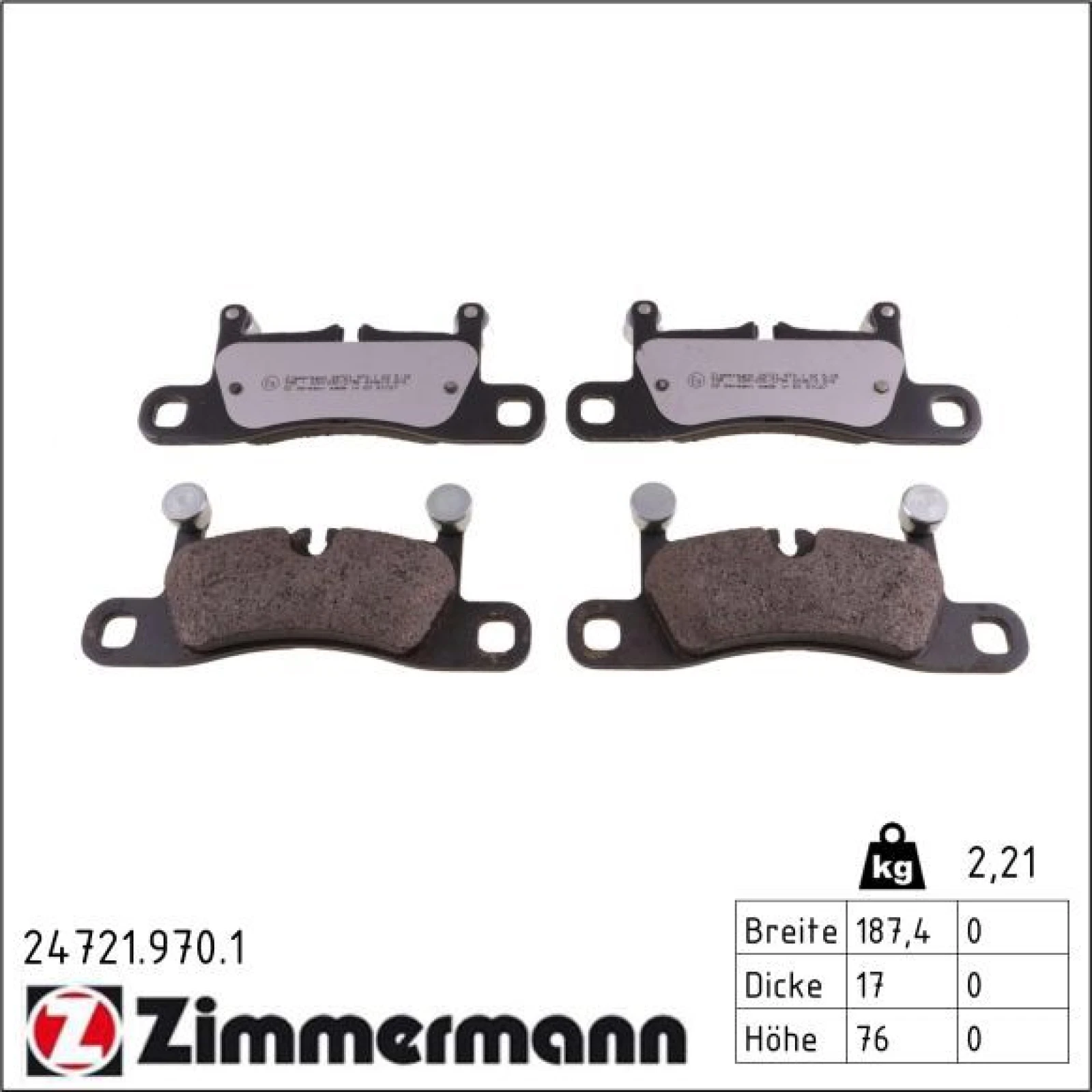 ZIMMERMANN Bremsbeläge 24721.970.1