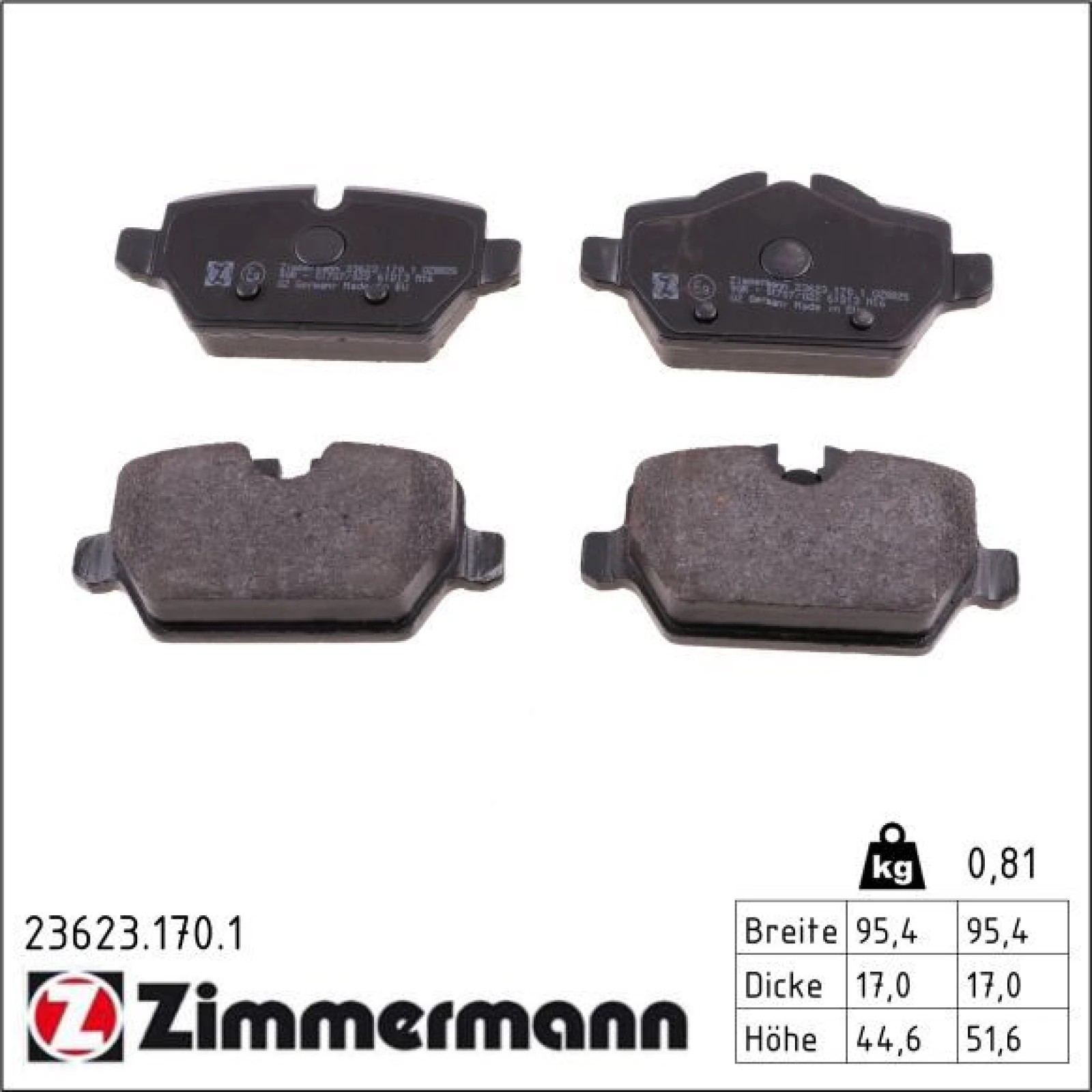 ZIMMERMANN Bremsbeläge 23623.170.1