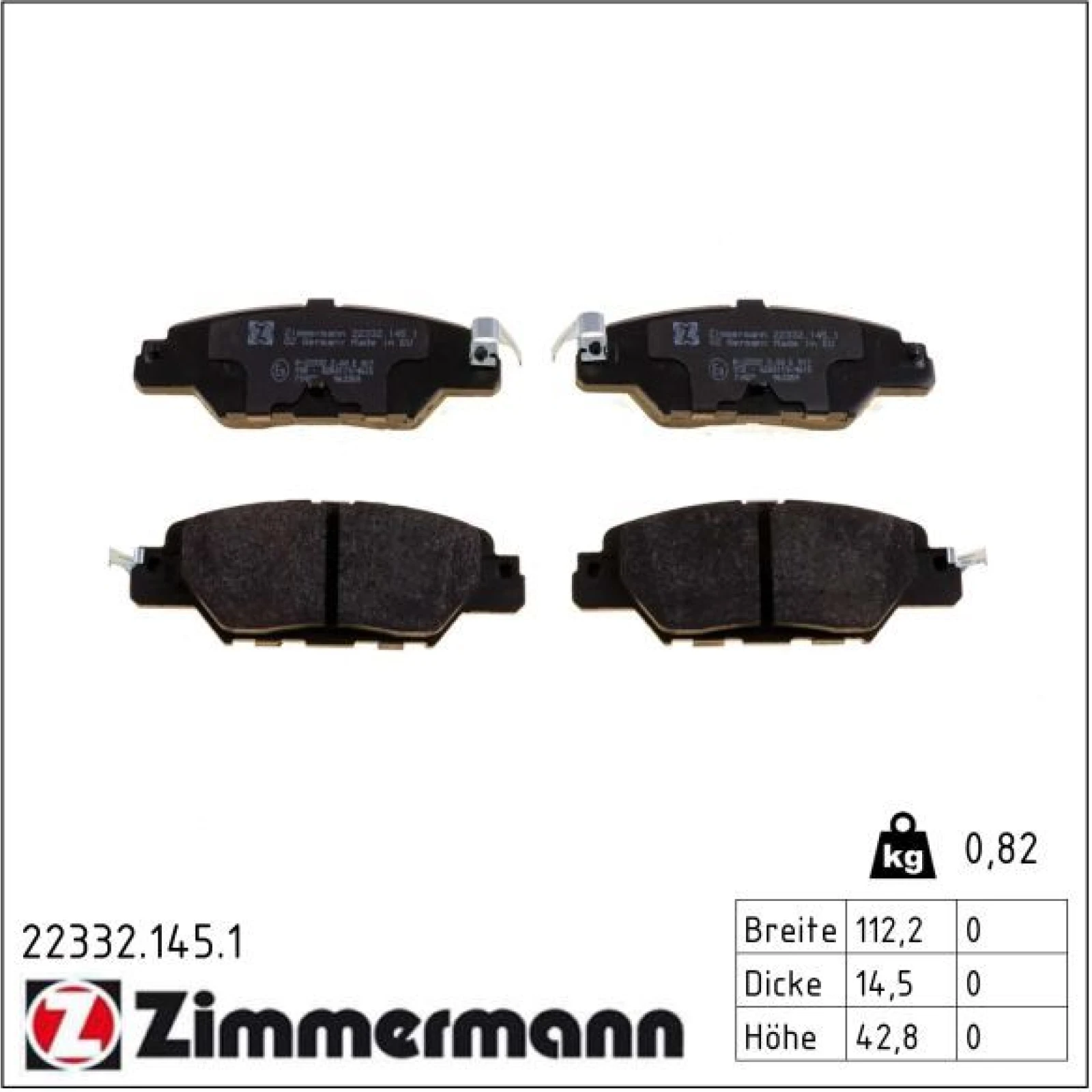 ZIMMERMANN Bremsbeläge 22332.145.1