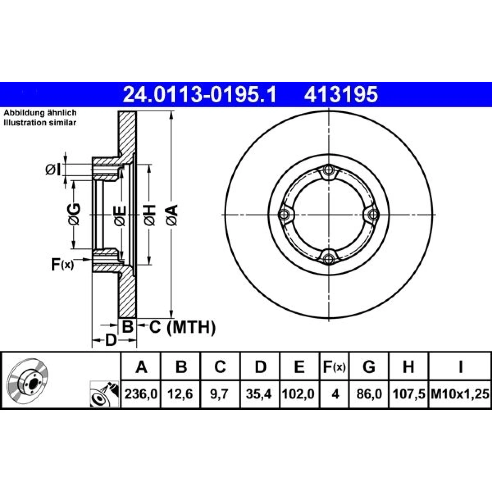 Bremsscheibe Daewoo P. Matiz 0,8-1,0 98-05 24.0113-0195.1