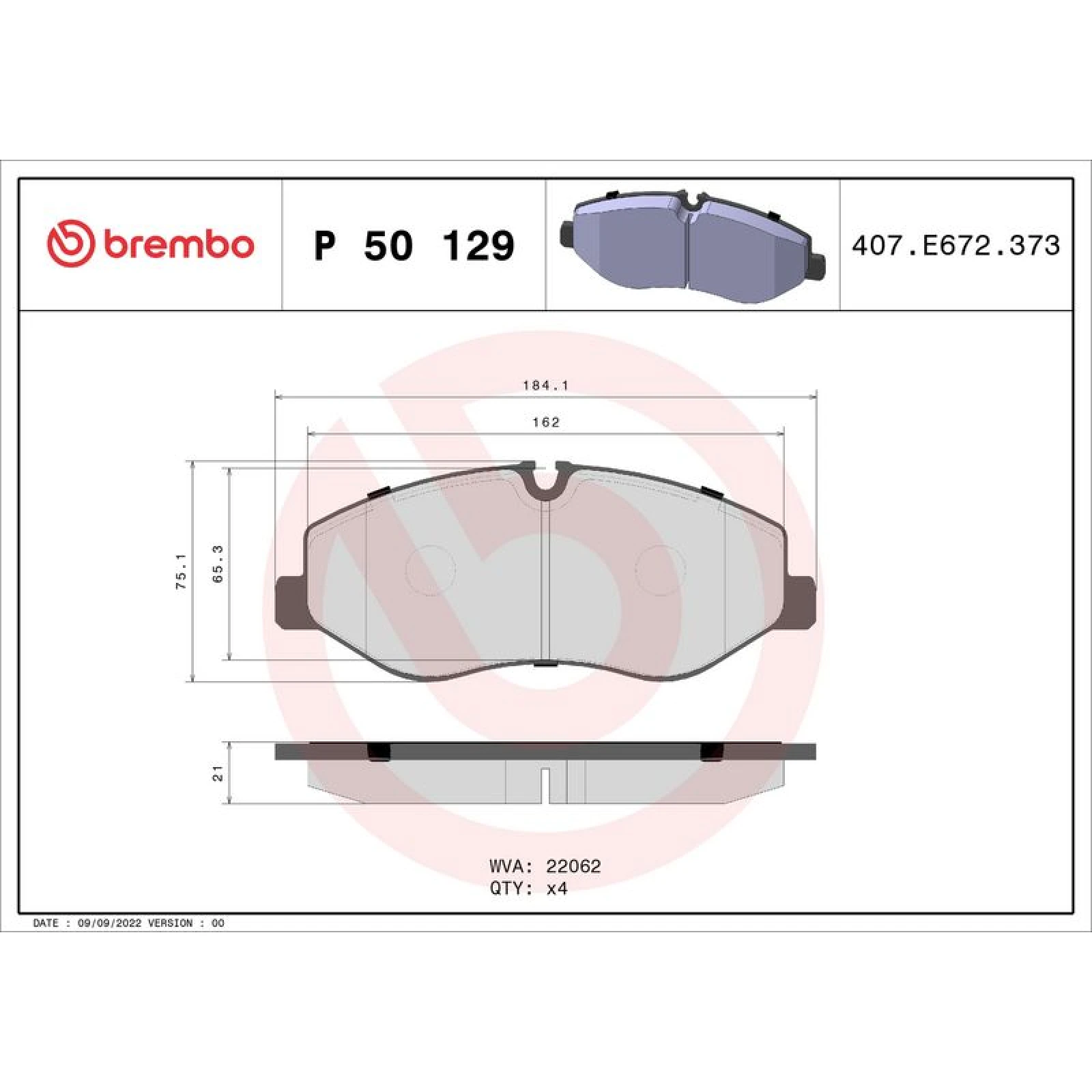 BREMBO Bremsklötze VA P 50 129
