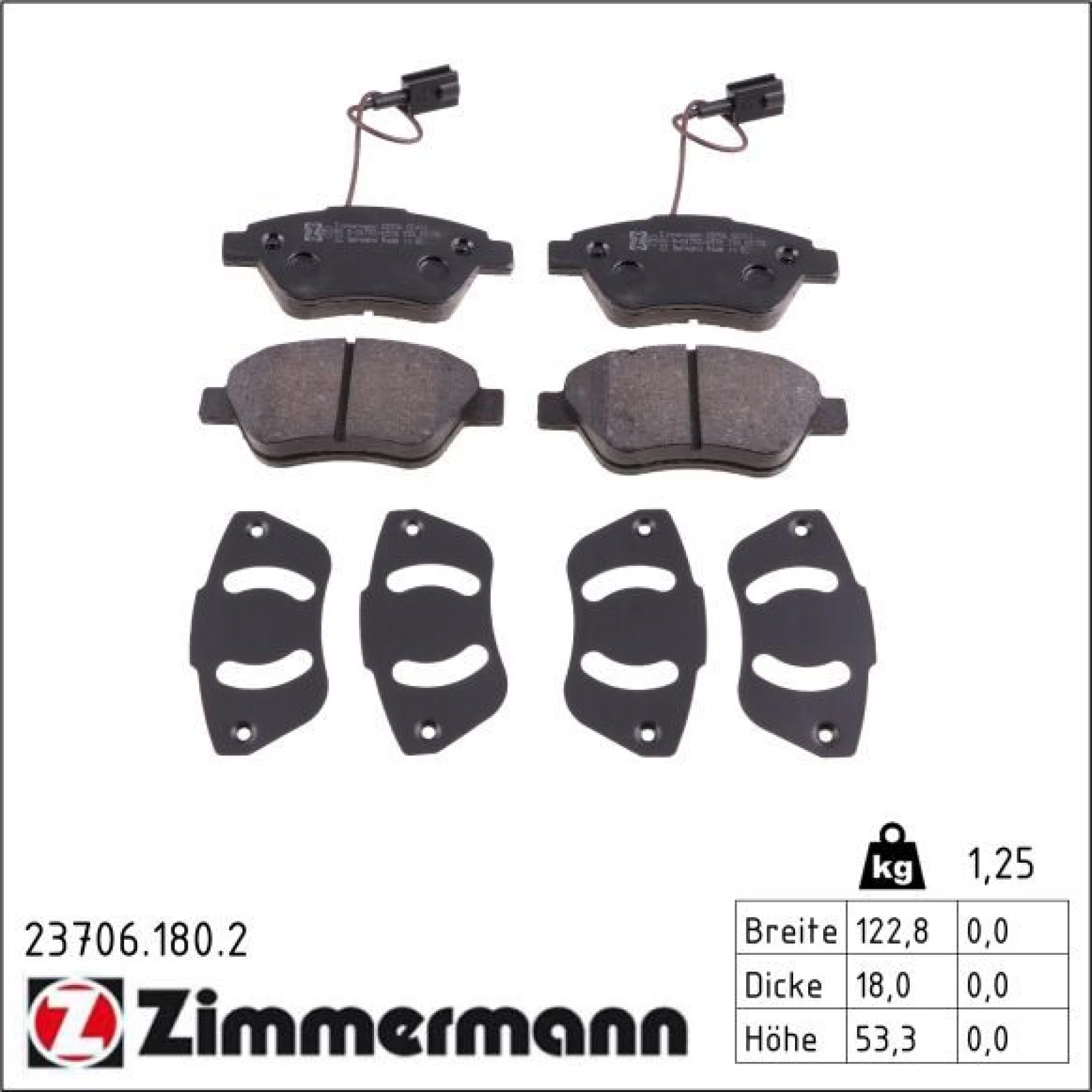 ZIMMERMANN Bremsbeläge 23706.180.2