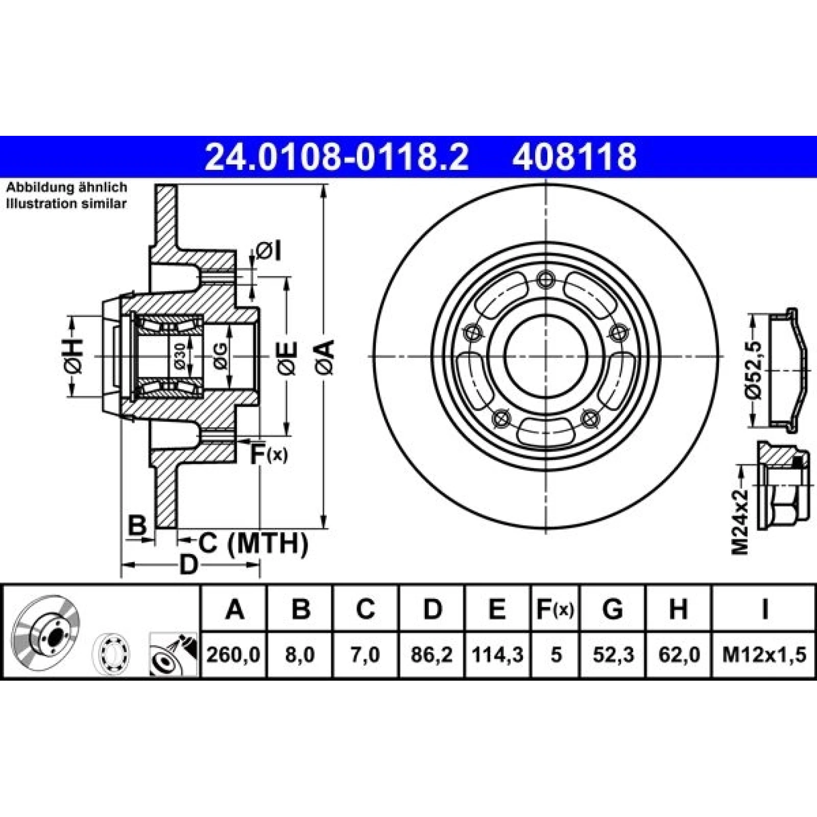 Bremsscheibe Renault T. Clio/Megane/Scenic 08- Mit Abs-Lager 24.0108-0118.2