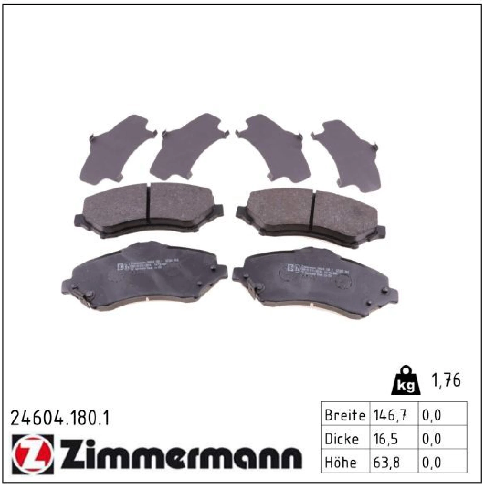ZIMMERMANN Bremsbeläge 24604.180.1