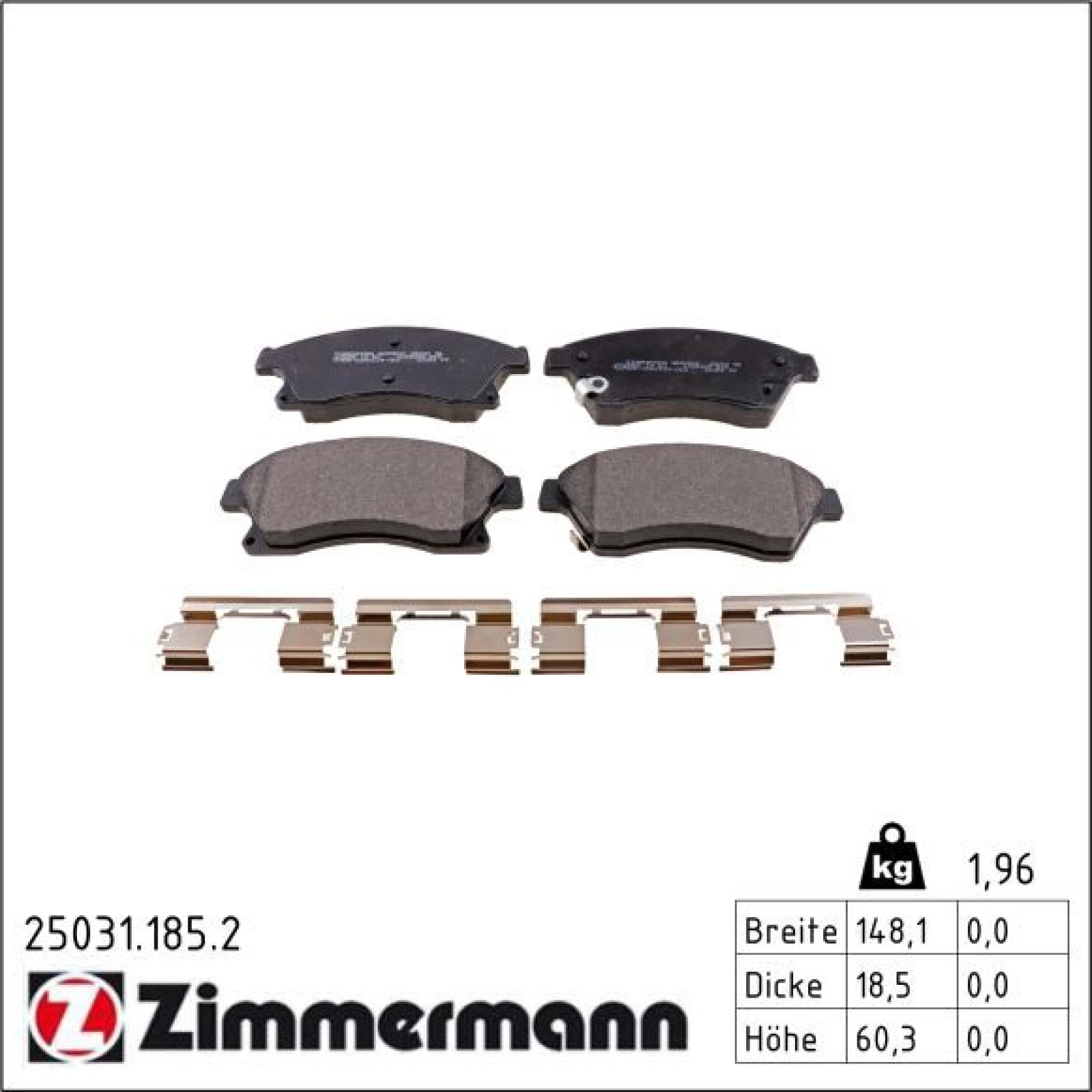 ZIMMERMANN Bremsbeläge 25031.185.2