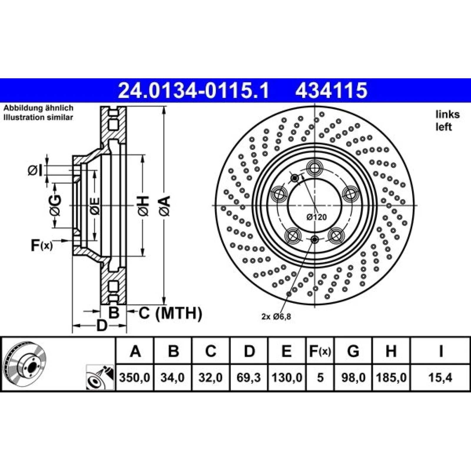 Ate Bremsscheibe 24.0134-0115.1