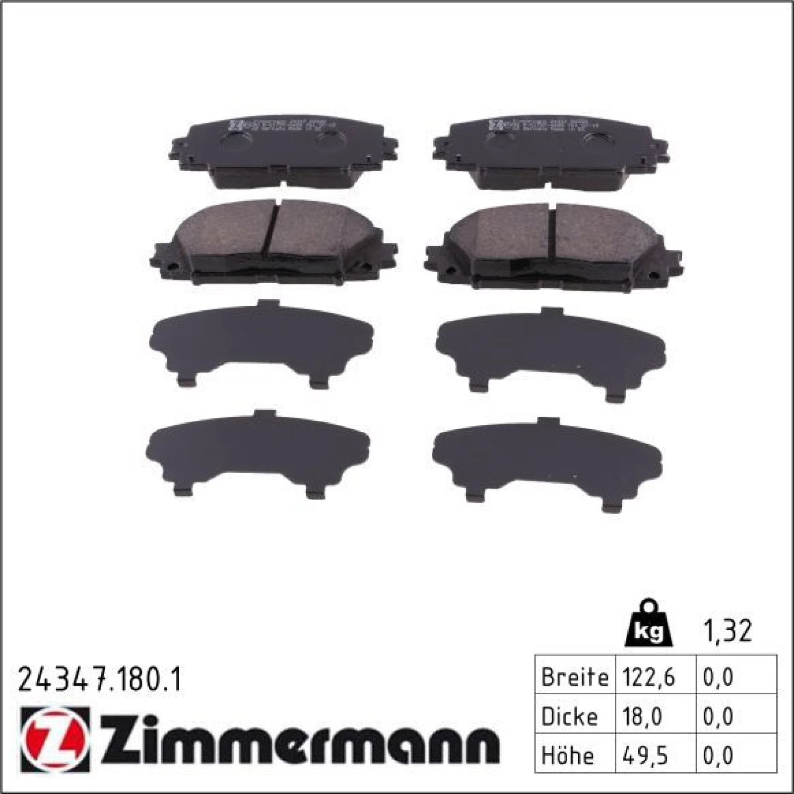 ZIMMERMANN Bremsbeläge 24347.180.1