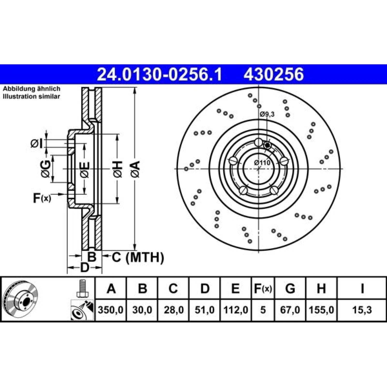ATE Bremsscheibe 24.0130-0256.1